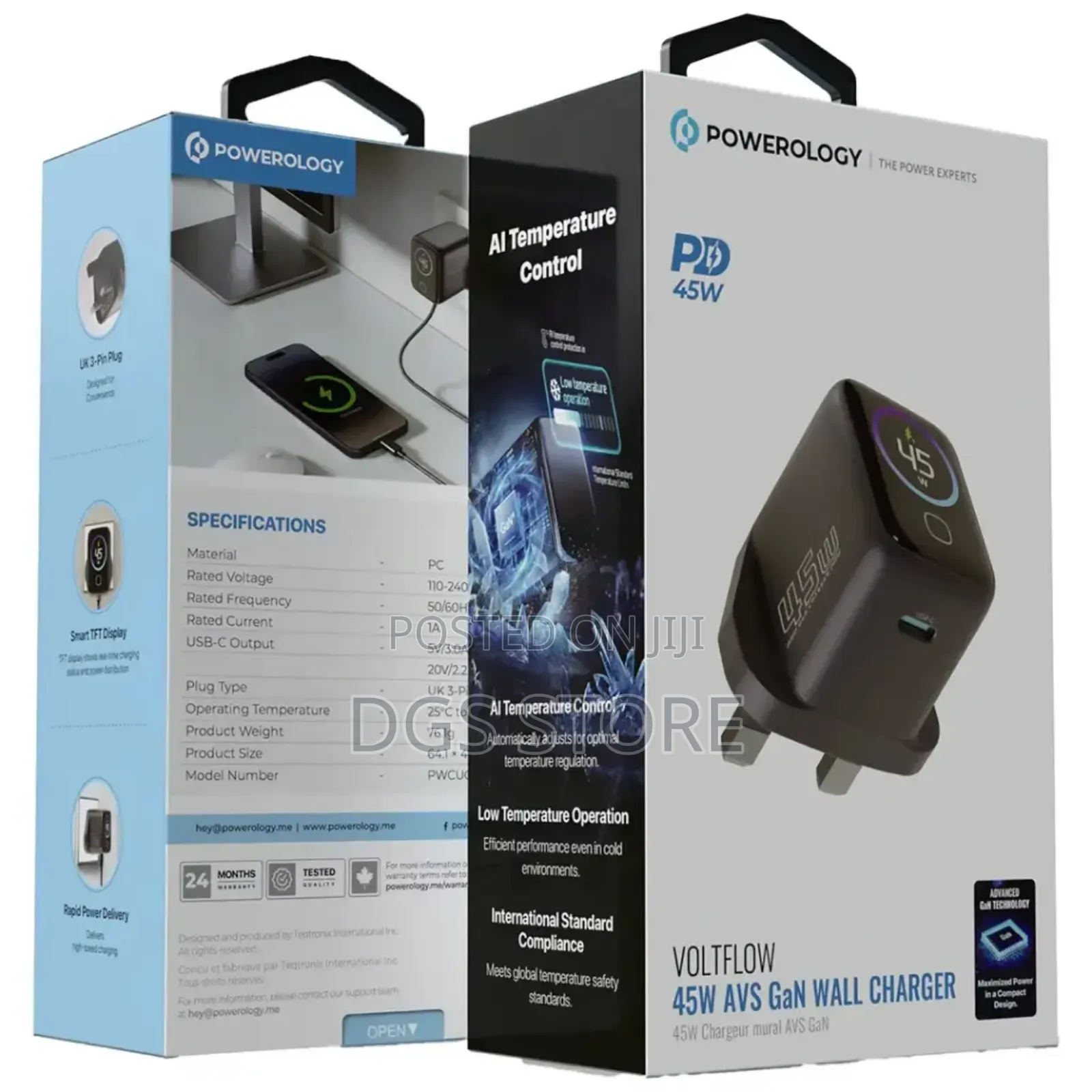 Powerology Voltflow 45w Avs Gan Wall Charger