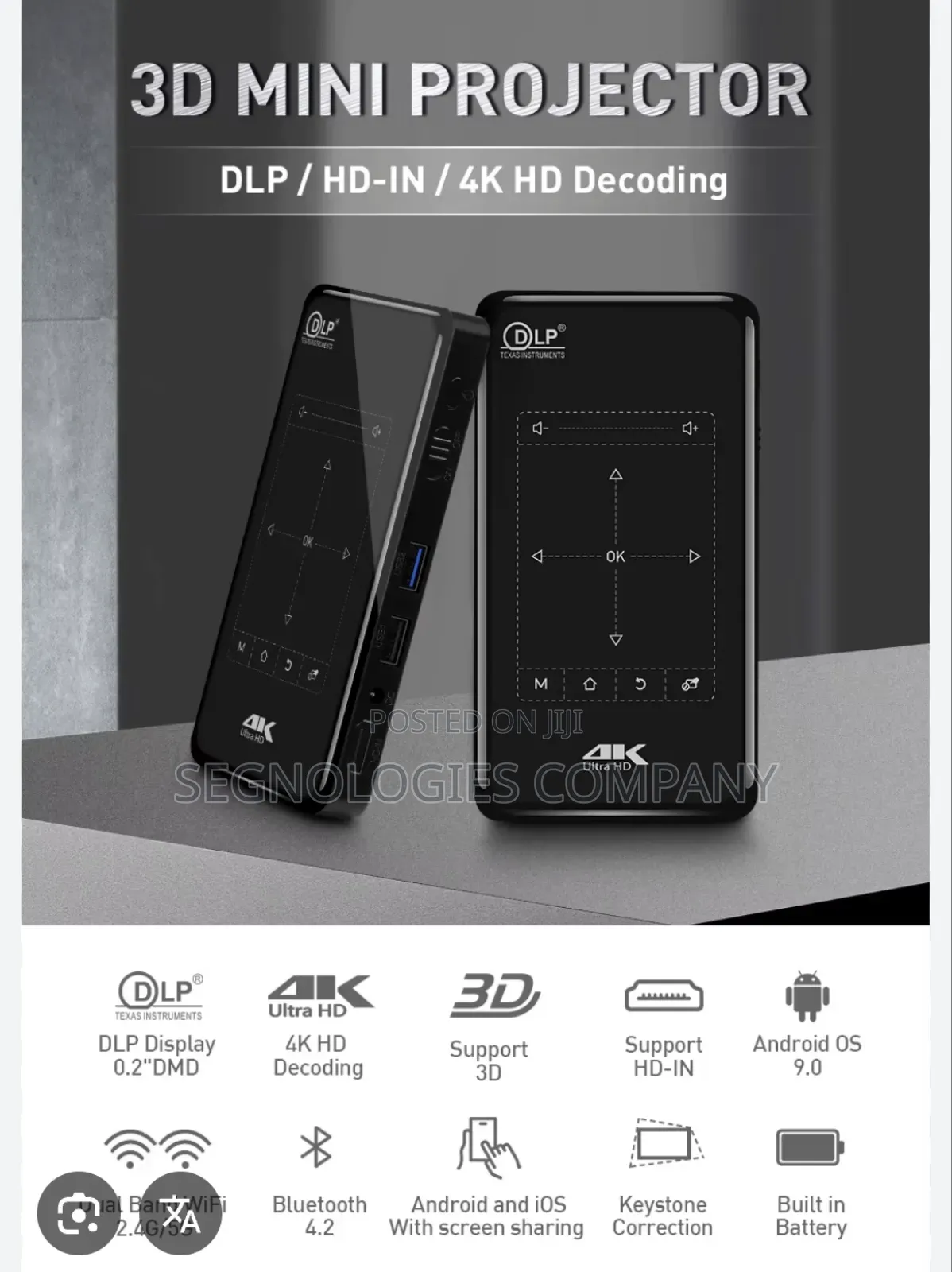 Smart P09-Ii DLP Mini Portable Android 3d Projector