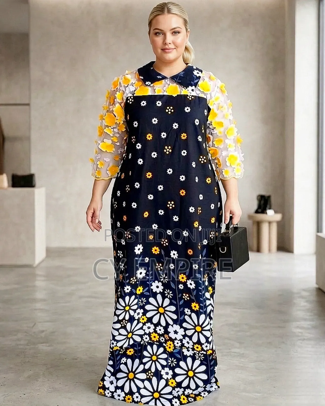The Sunflower Serenade Ankara Mix Gown