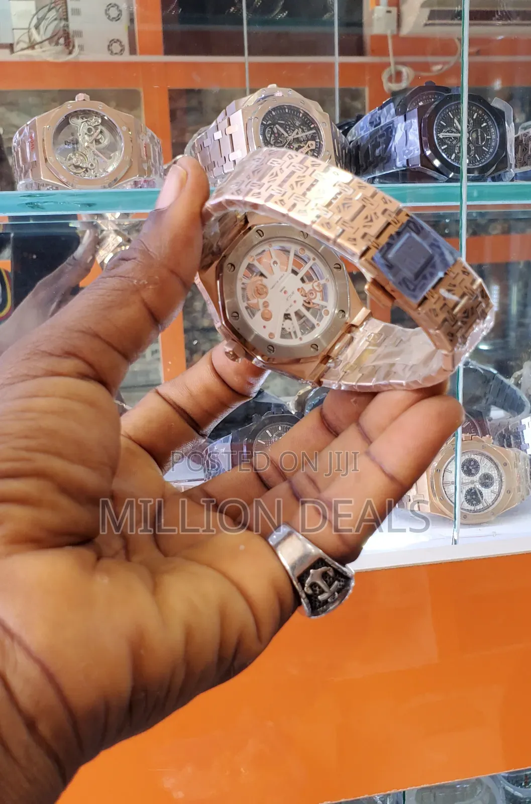 Pattern Print Rose Gold Men's Ap Wrist Watch