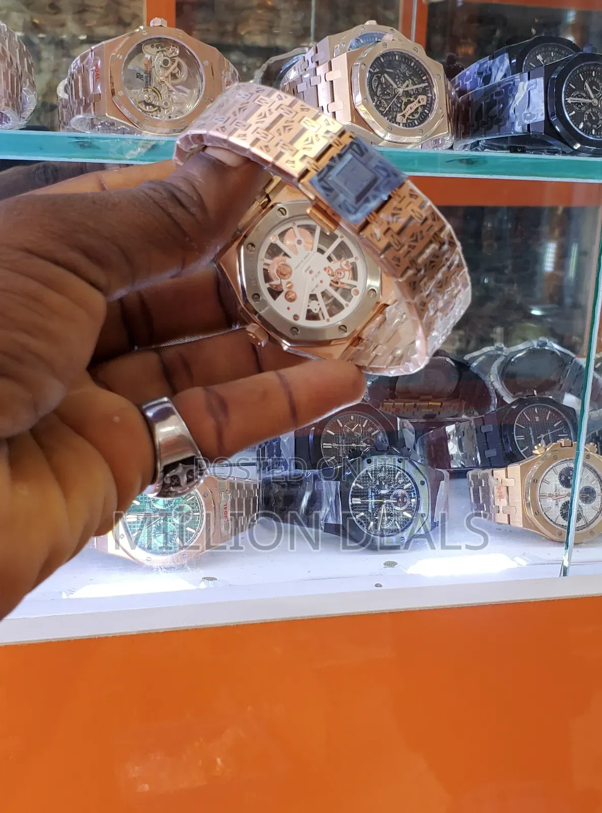 Pattern Print Rose Gold Men's Ap Wrist Watch