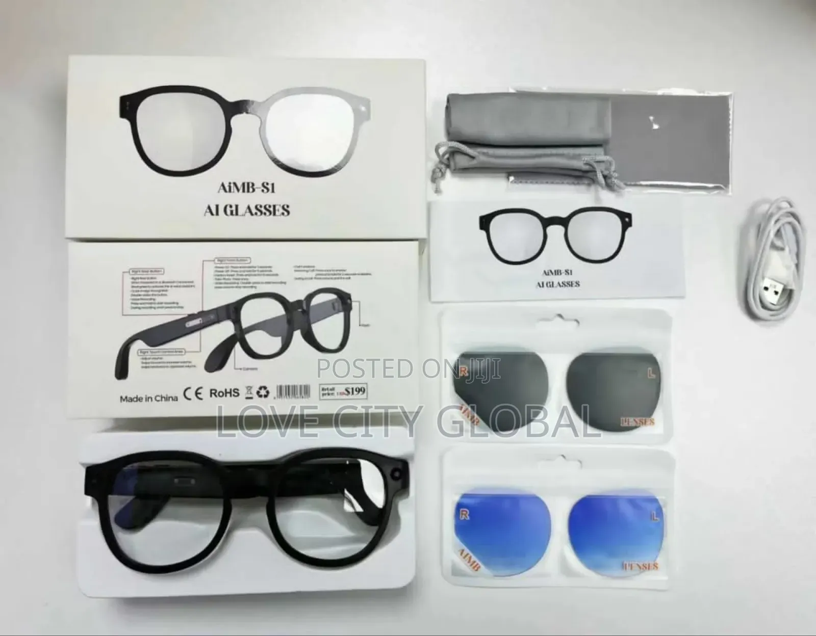 Aimb-S1 Smart Glass 8mp Hd Camera Video Ai Chatgpt Enc Bt Call, 3 Lens