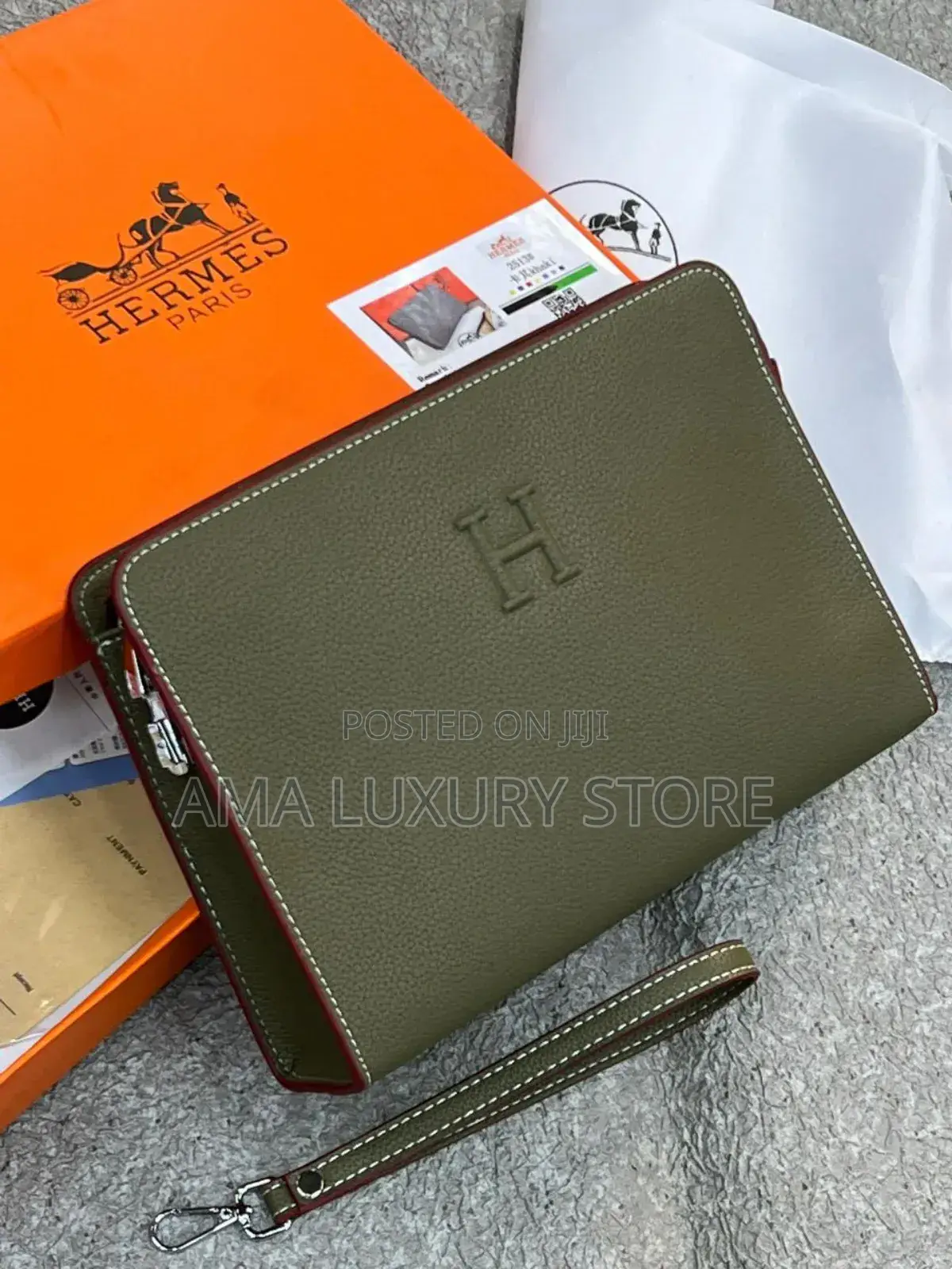 Hermes Quality Leather Men's Luxury Designer Clutch Purse