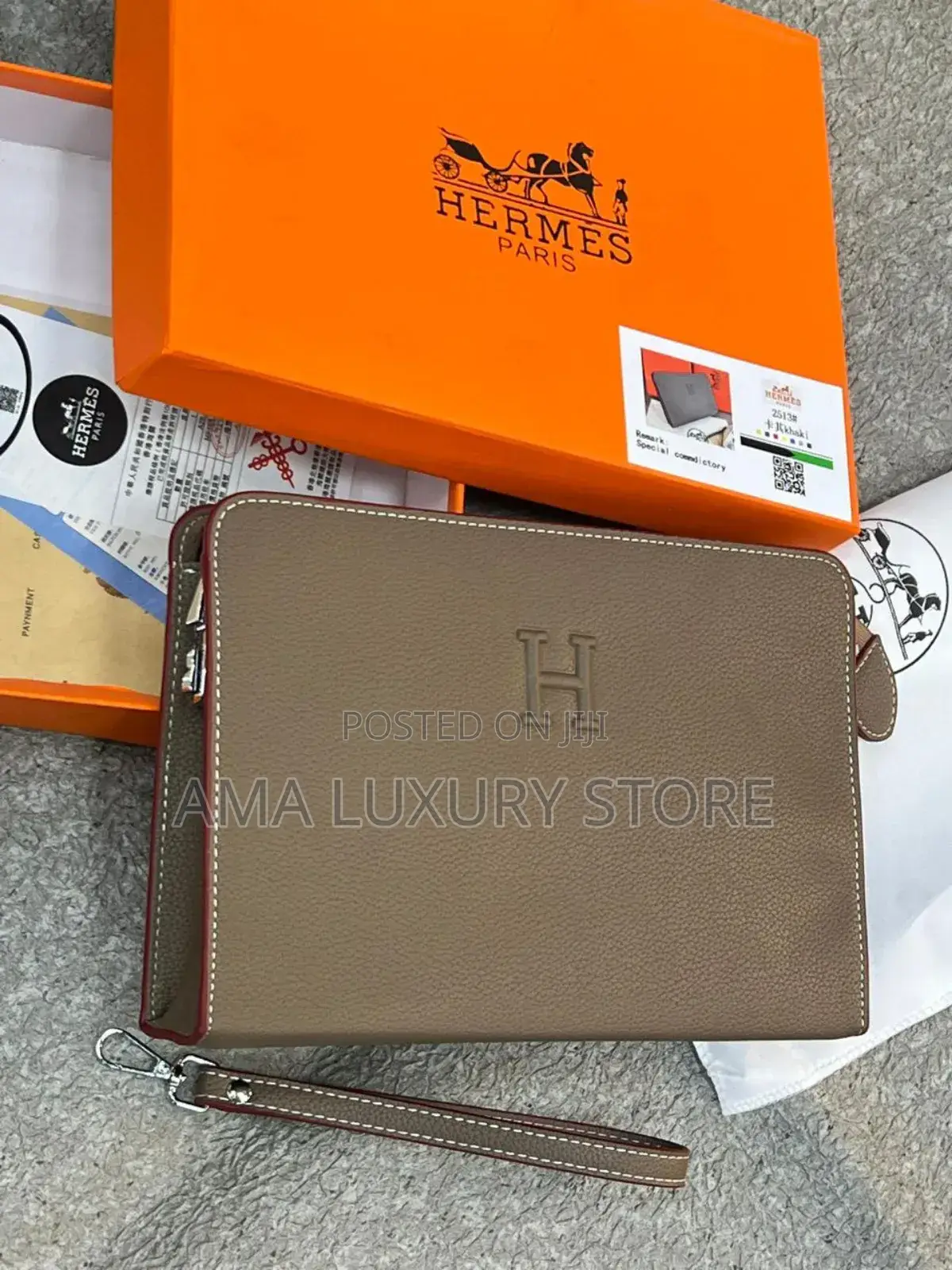 Hermes Quality Leather Men's Luxury Designer Clutch Purse