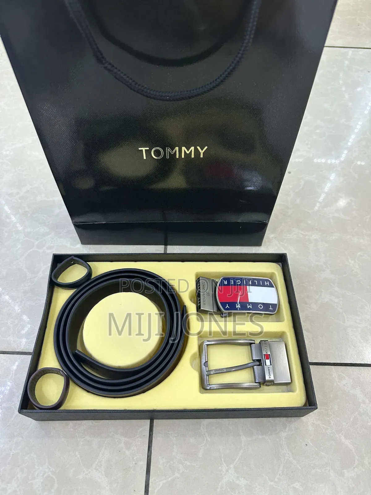 "2-in-1 Black & Brown Leather Belt With 2 Buckles"