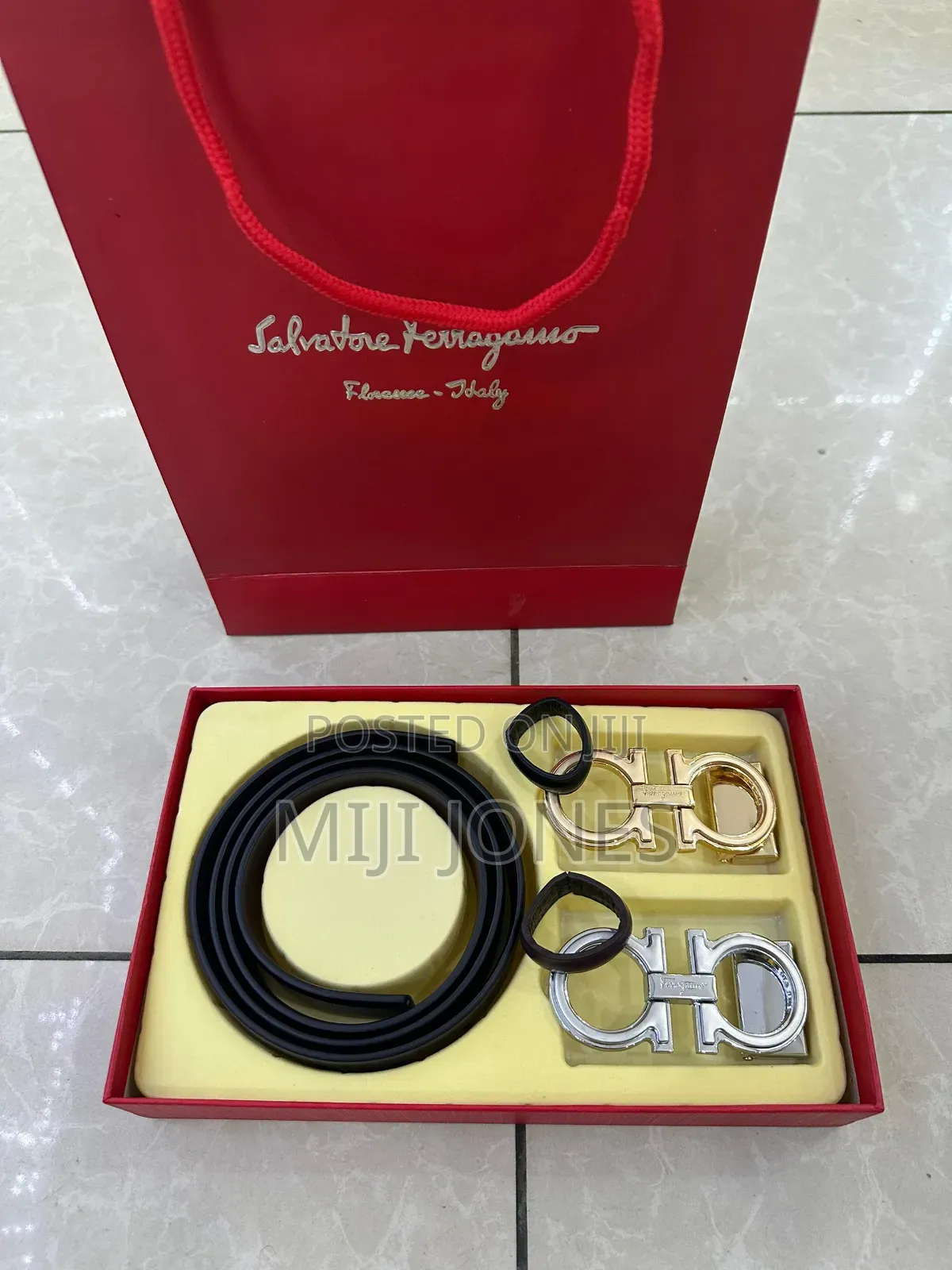 "2-in-1 Black & Brown Leather Belt With 2 Buckles"