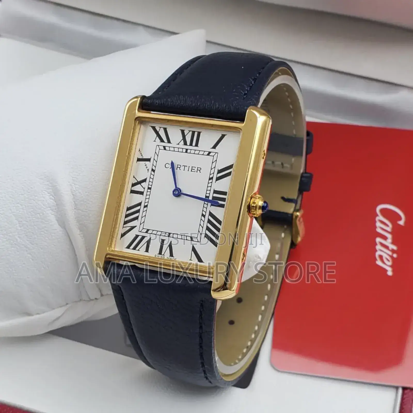 Cartier Genuine Leather Strap Luxury Designer Men's Wristwatches