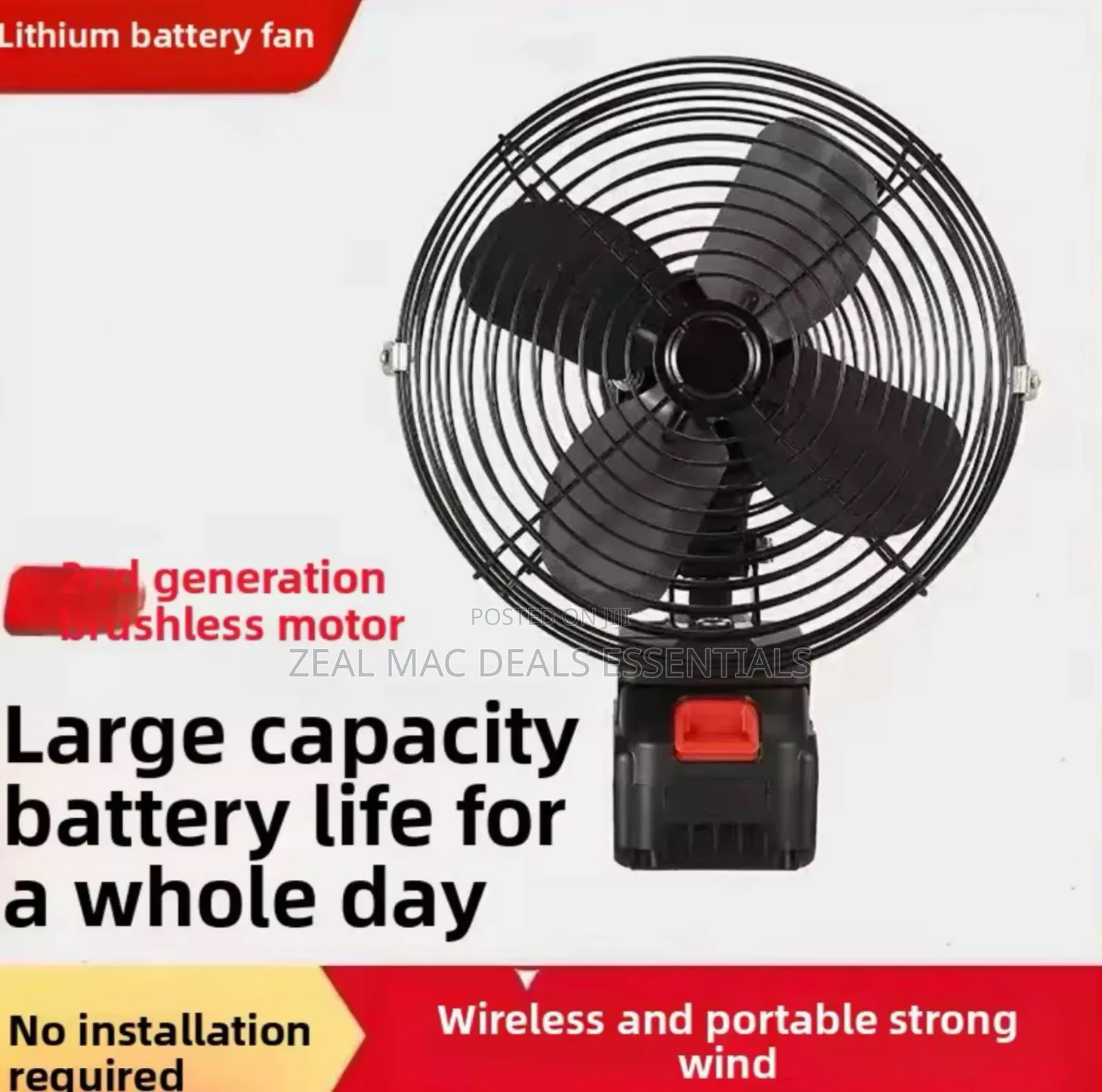 Mini Industrial Rechargeable Table Fan +Ac Adapter