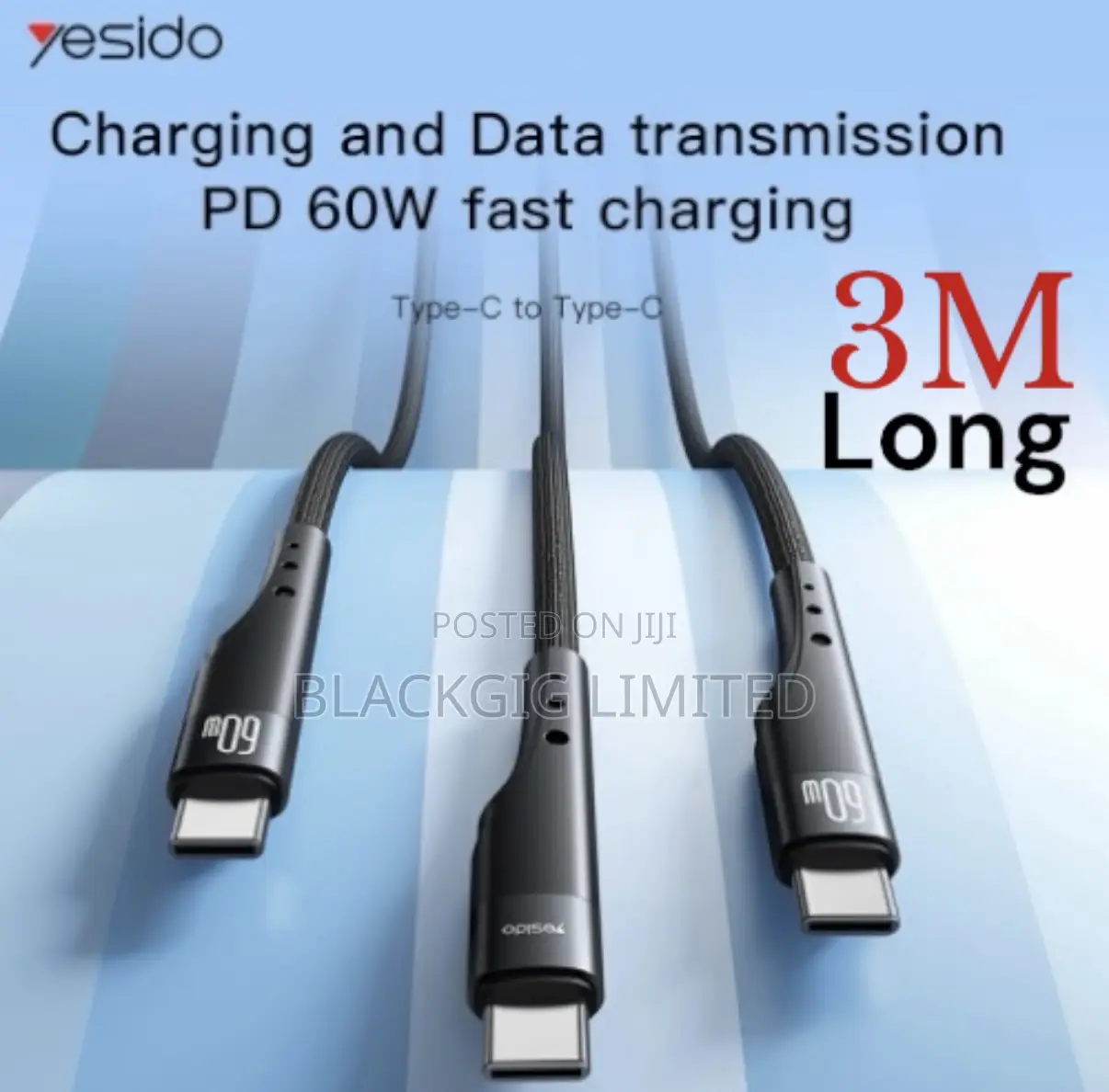 60w Typec Cable Laptop Android iPhone Macbook Usb C to Type C Cord 3m