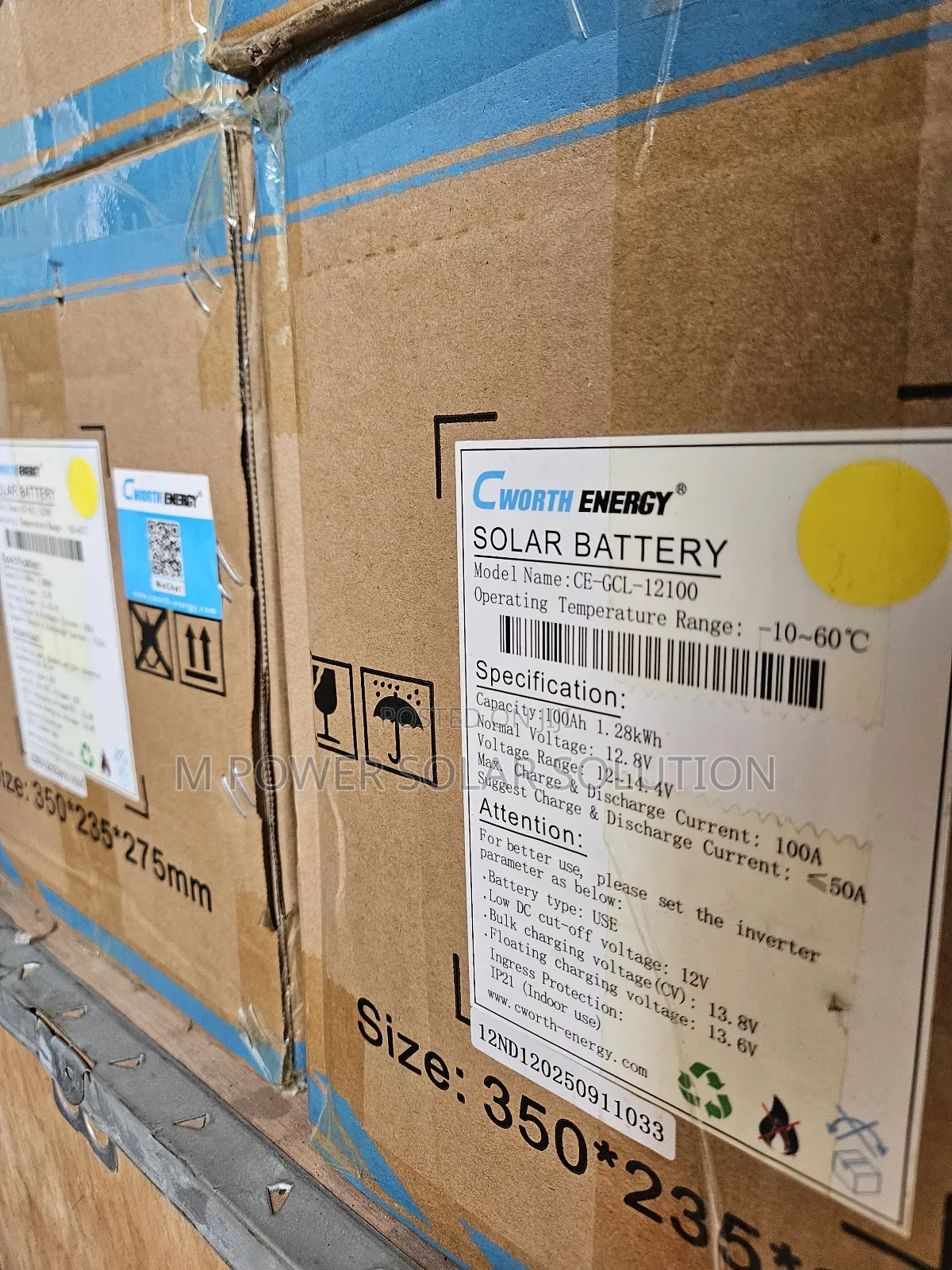 1.28kwh 12v Cworth Energy Solar Lithium Battery