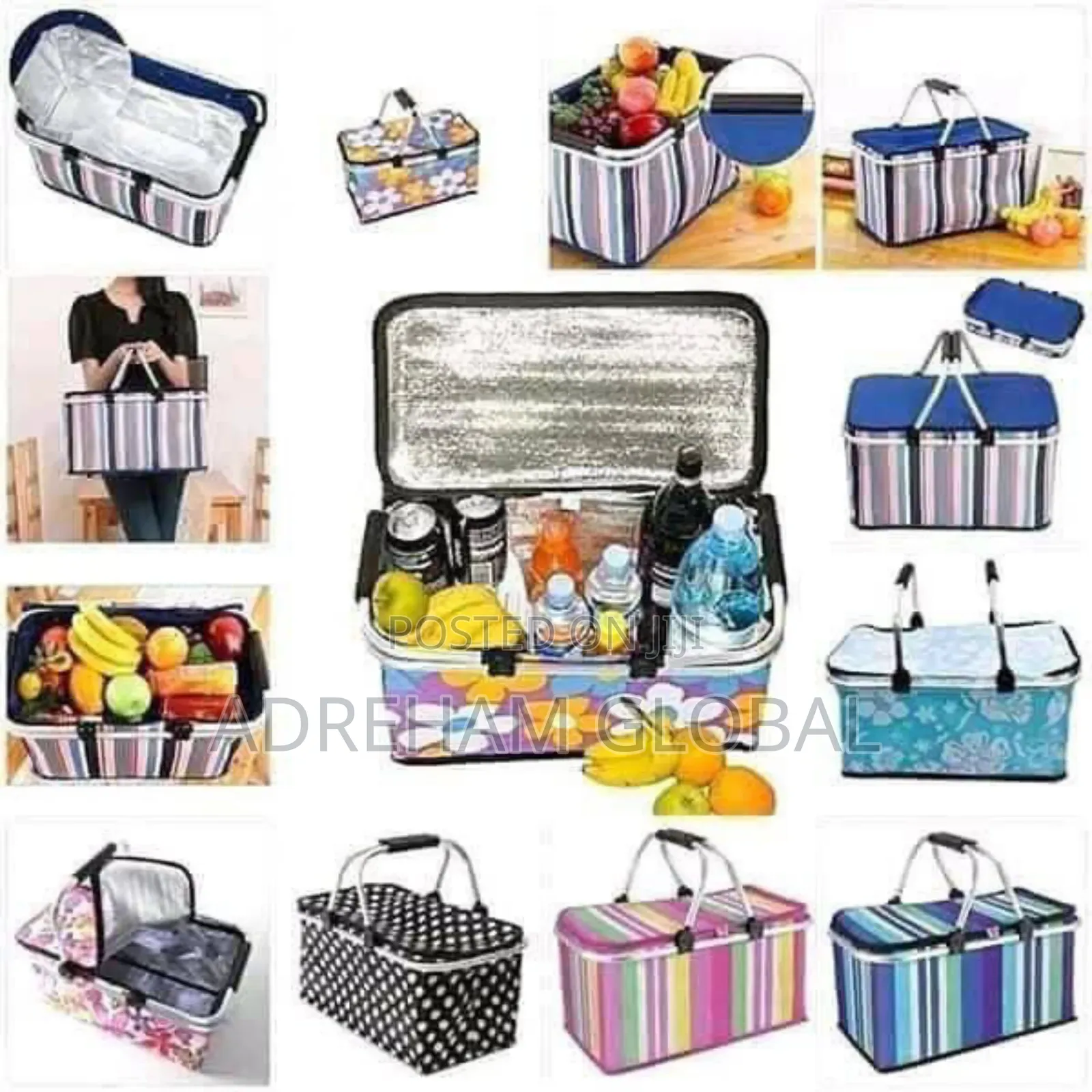 Collapsible Insulated Double Handle Colorful Picnic Bag Big Size