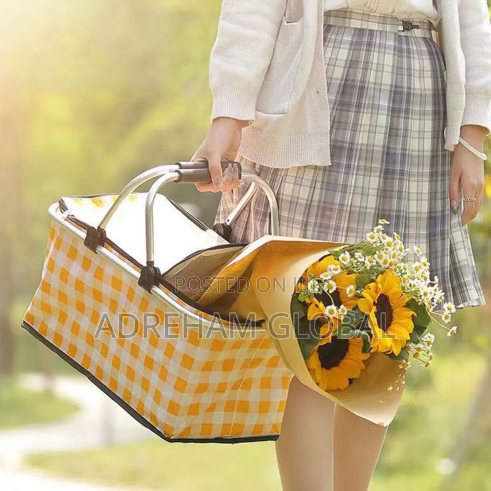 Collapsible Insulated Double Handle Colorful Picnic Bag Big Size
