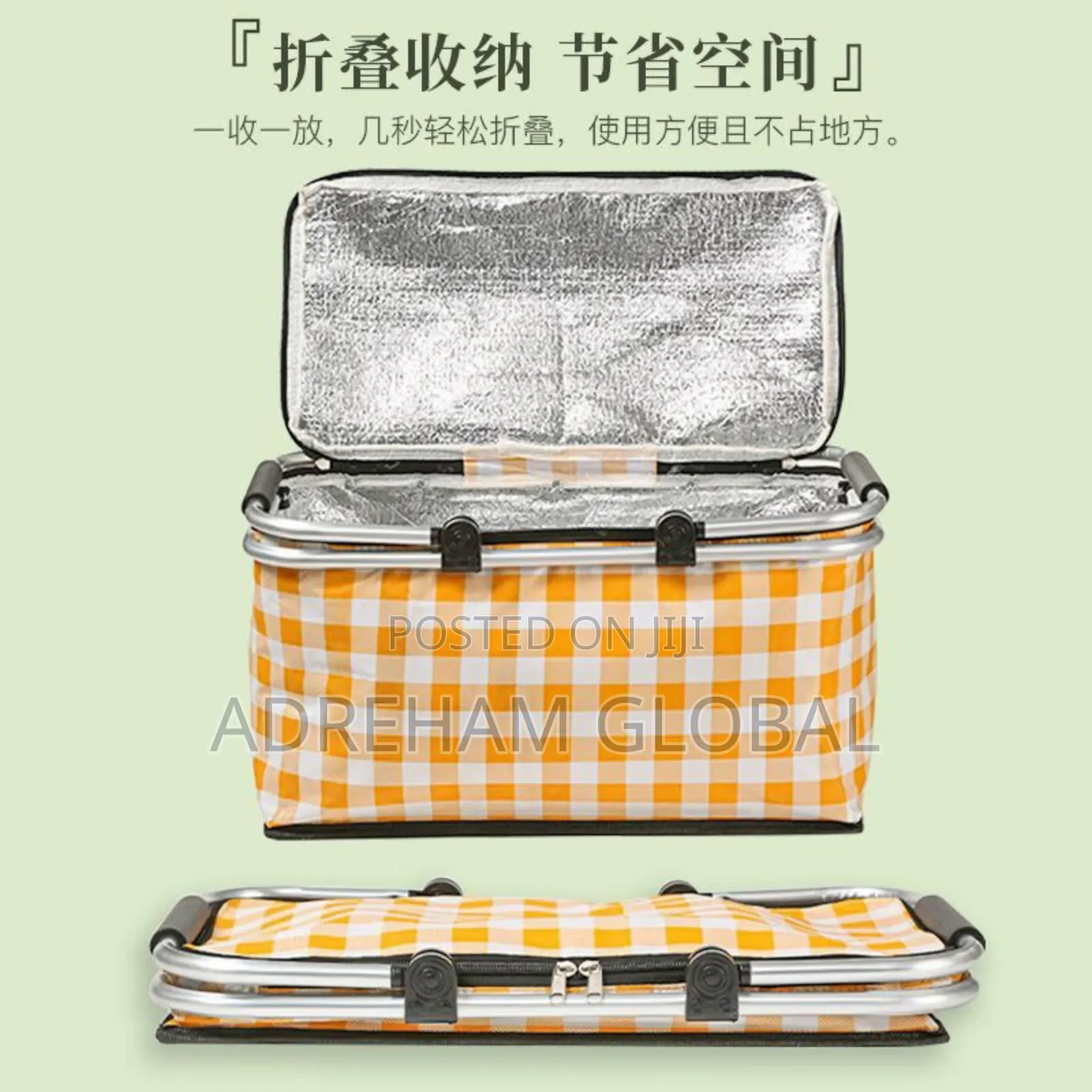 Collapsible Insulated Double Handle Colorful Picnic Bag Big Size