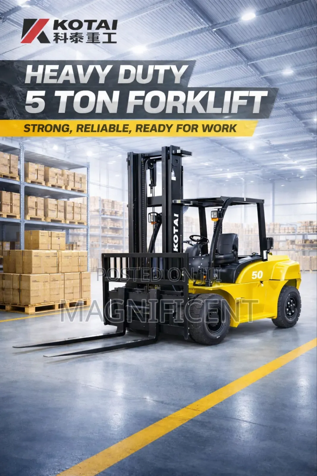 Heavy Duty 5 Ton Kotai Forklift – Strong Reliable Warehouse Machine