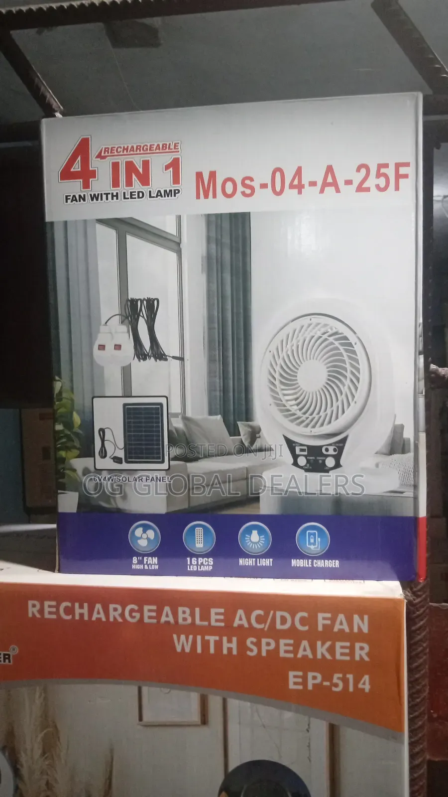8" 4in1 Rechargeable Fan With Led Lamp