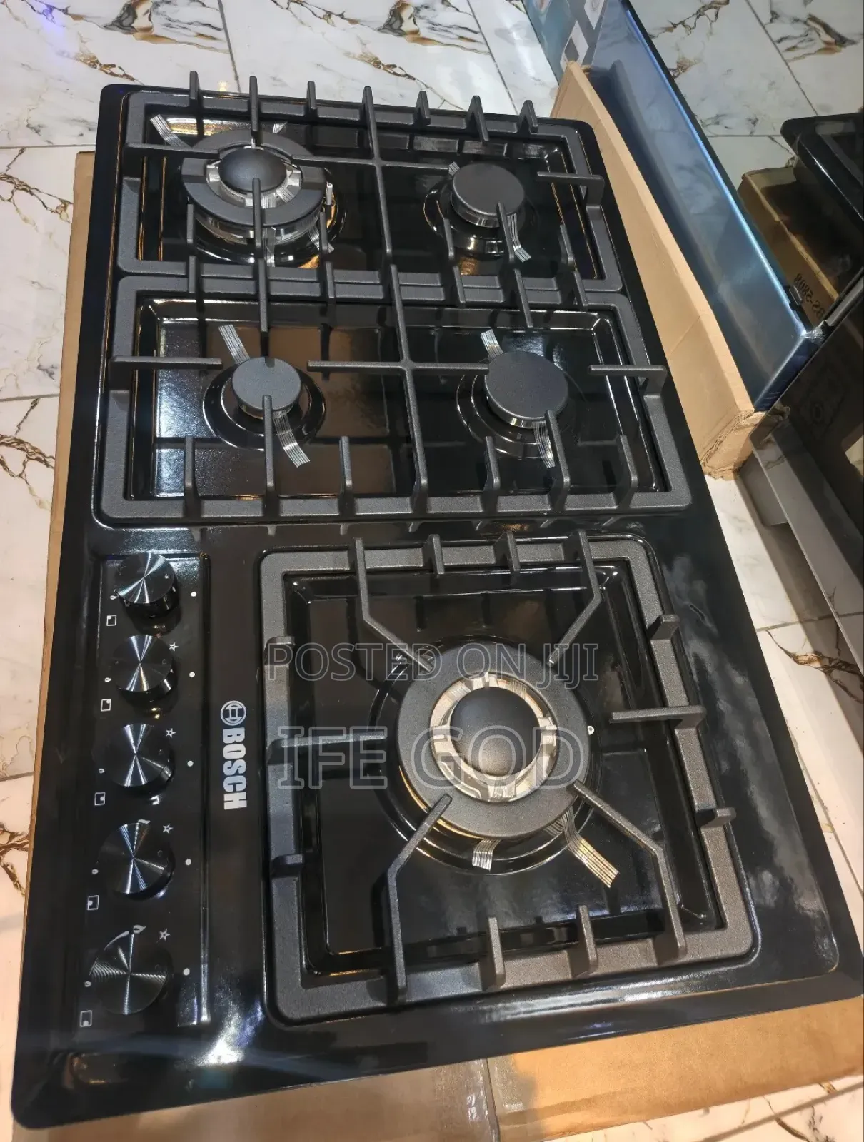 Original Bosch Built-in Black Stainless Steel 5 Burners Gas Cooker,