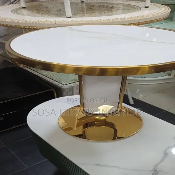 Luxury Marble Side Table With Gold Frame