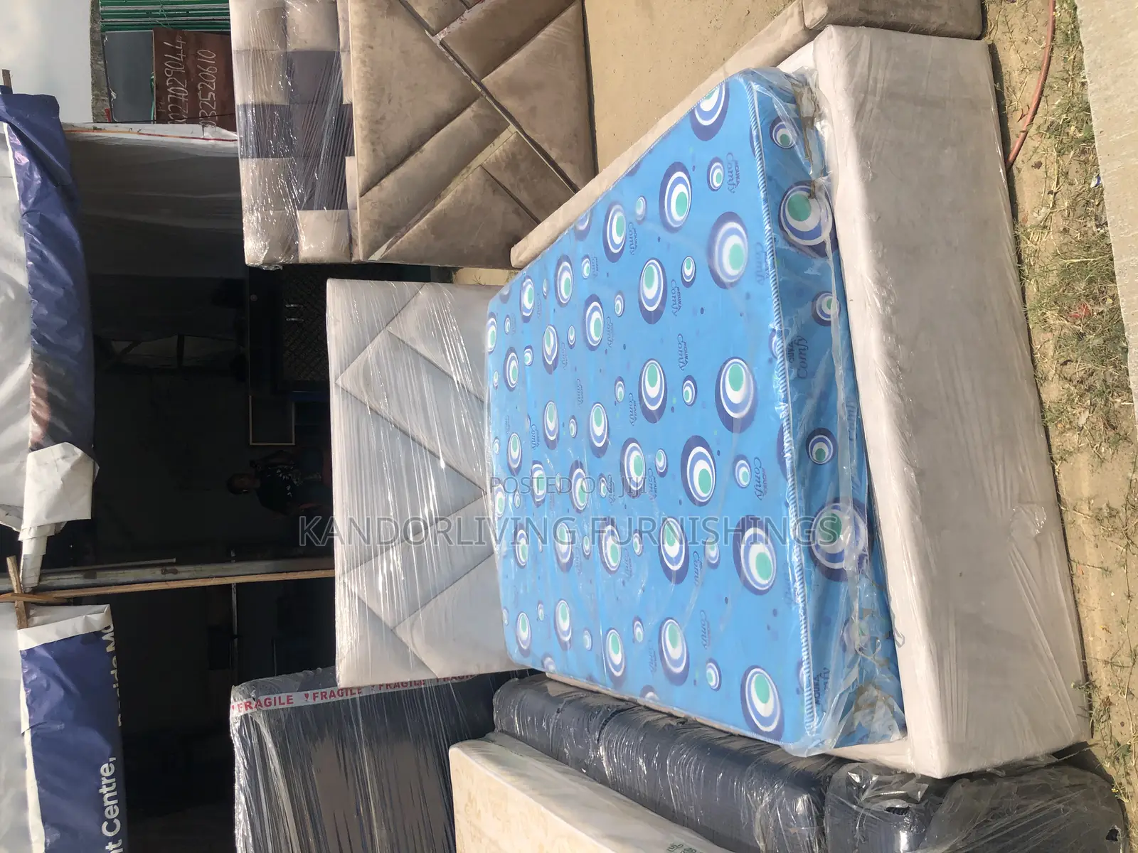 4.5x6 Padded Bed and Mattress 8inches With Free Delivery Within Lagos