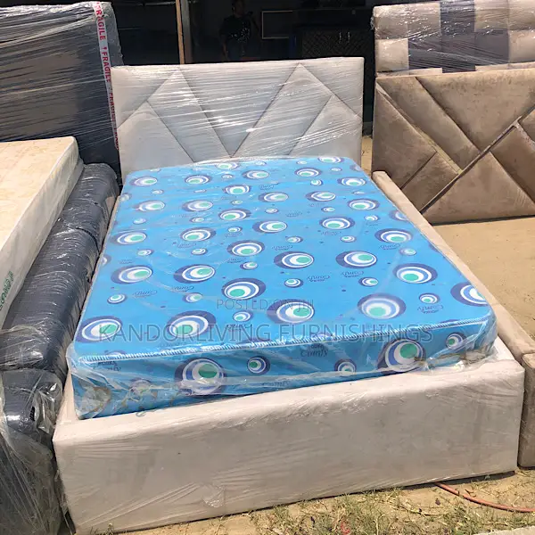 4.5x6 Padded Bed and Mattress 8inches With Free Delivery Within Lagos