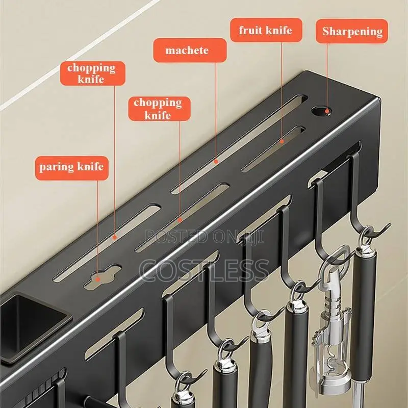 Multifunction Kitchen Organizer Wall-Mounted Knife Storage Shelf