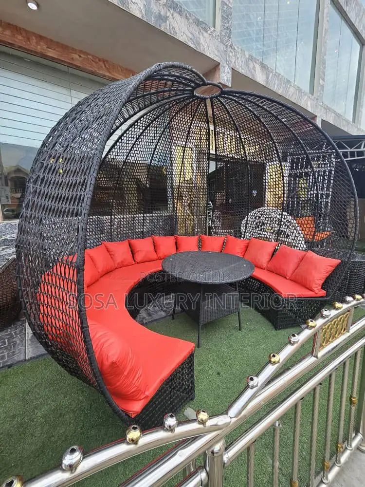 Premium 12-Seater Rattan Egg Cushion Set