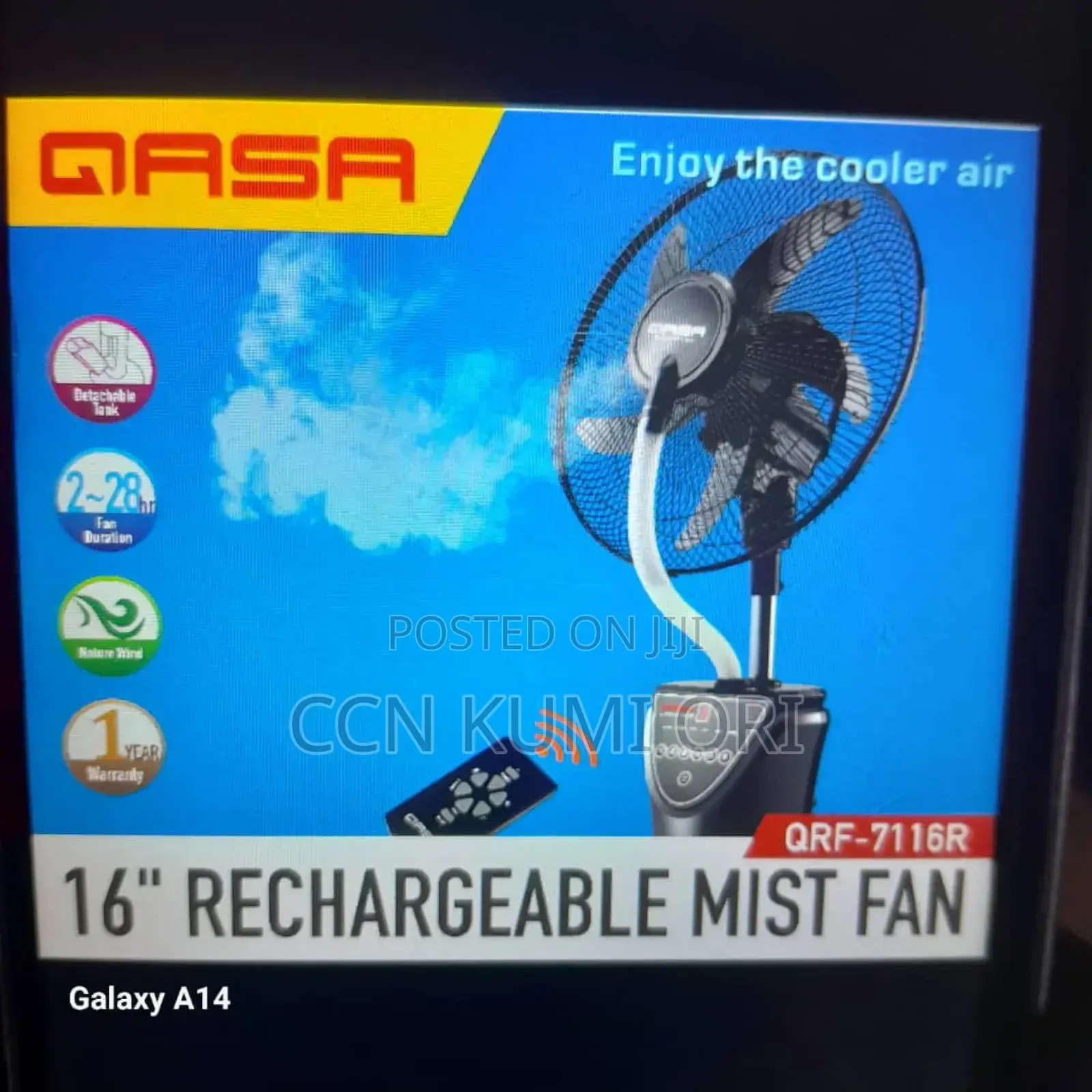 Gasa 18-Inch Rechargeable Fan Mist Fan ,Qrf 7116r