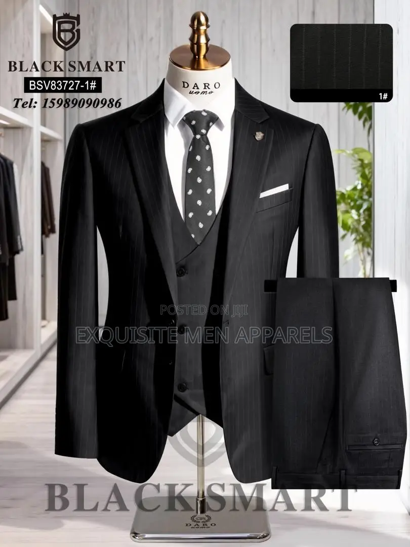 Quality Corporate Blacksmart Stripe Turkish Men’S Suit