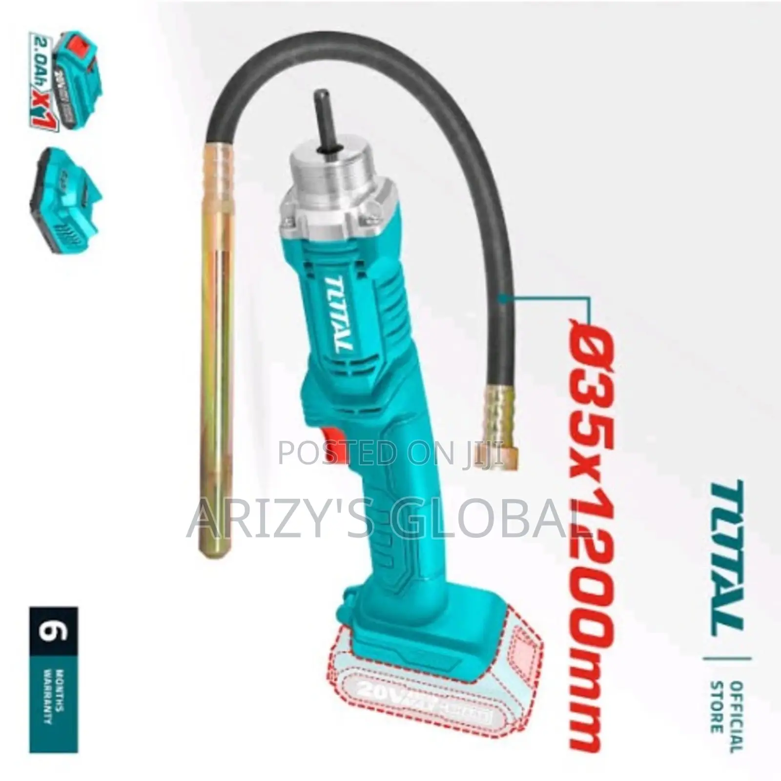 Total Cordless Concrete Poker Vibrator-20v
