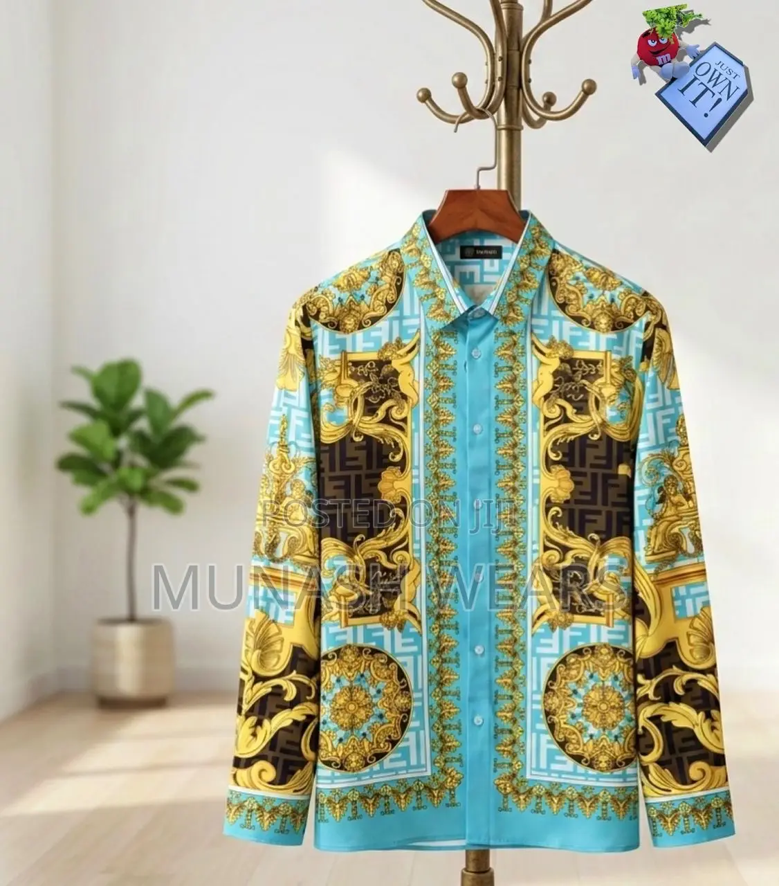 Classic Versace Shirt For Men Gold Design