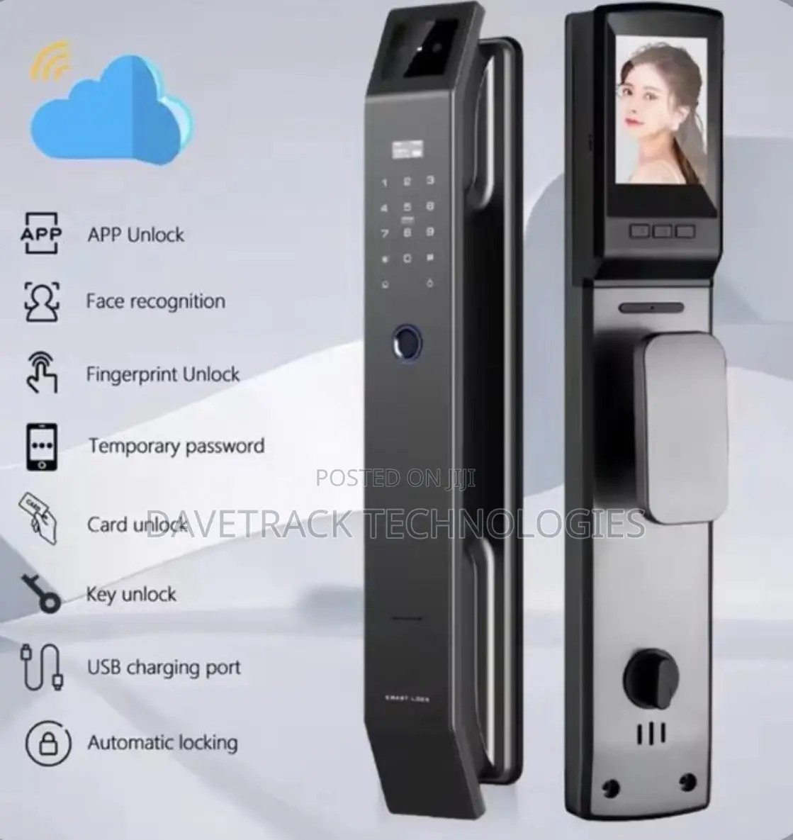 3d Face Recognition Wi-Fi Smart Door Lock With Fingerprint Password
