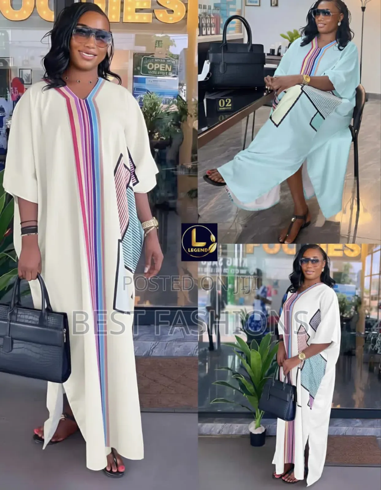 Multiple Colour Stripes Bubu Gown