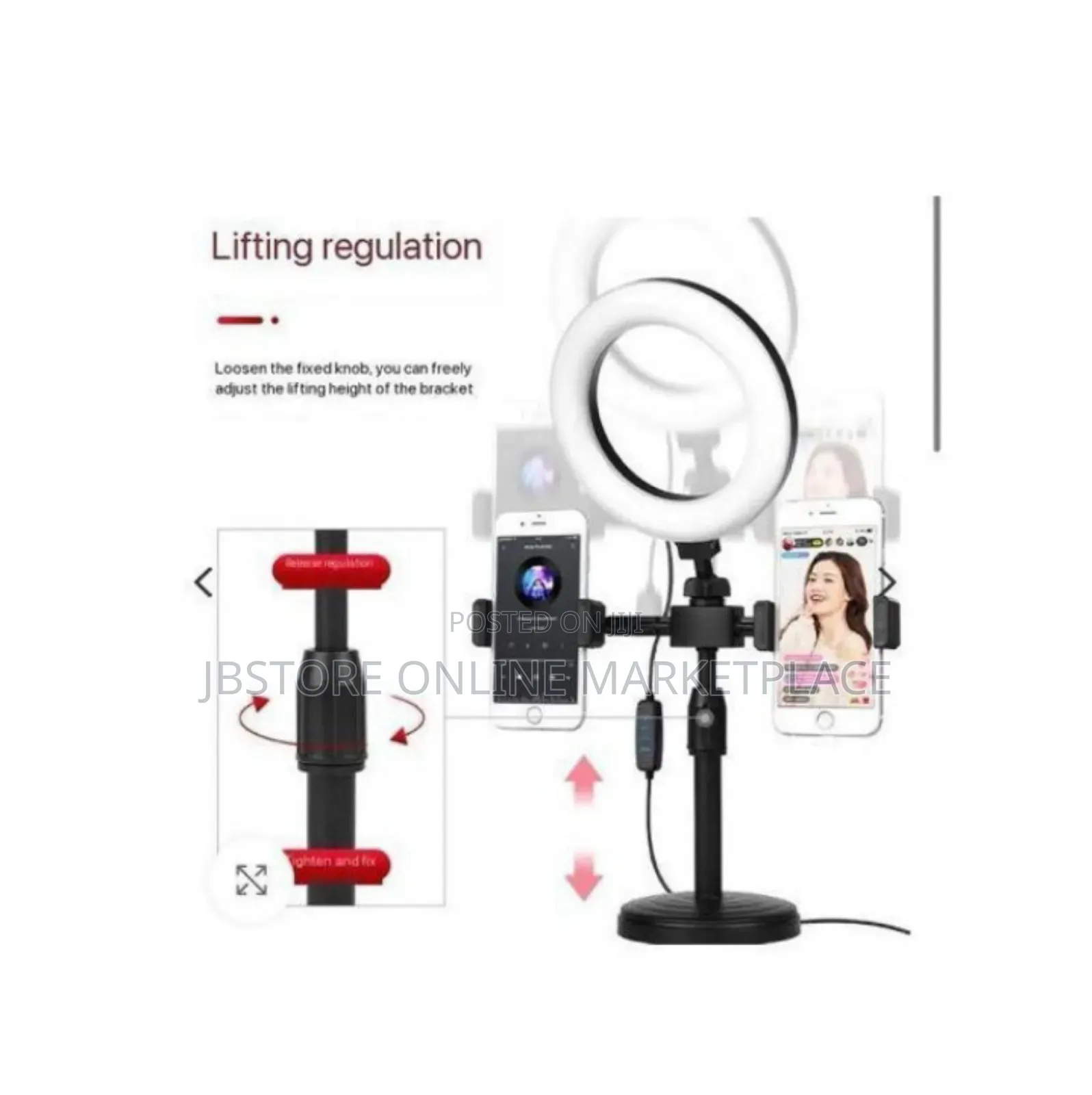 6-Iinch Desktop Led Ring Light With a Dual Phone Holder Stand