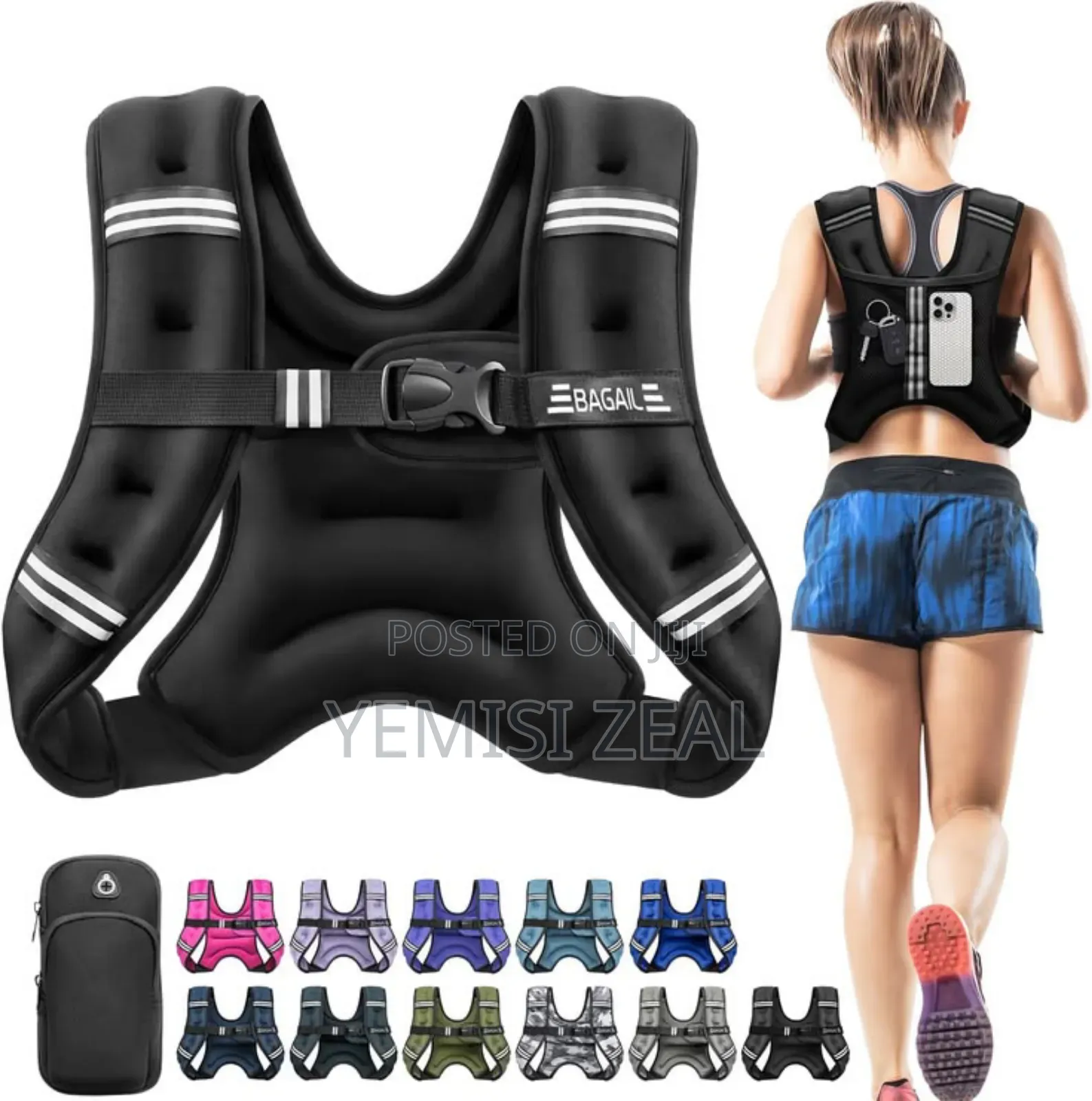 5kg, 10kg Weighted Vest With Phone Pouch