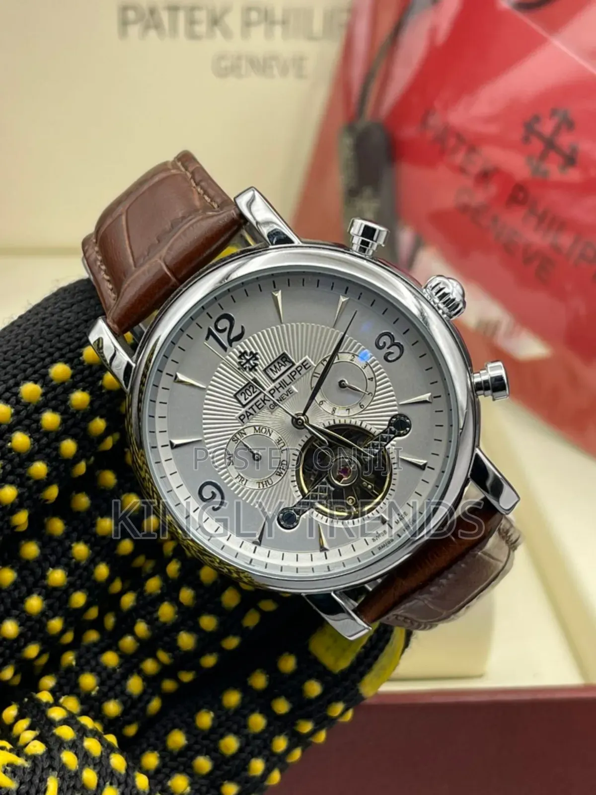 Patek Leather Automatic Wristwatch