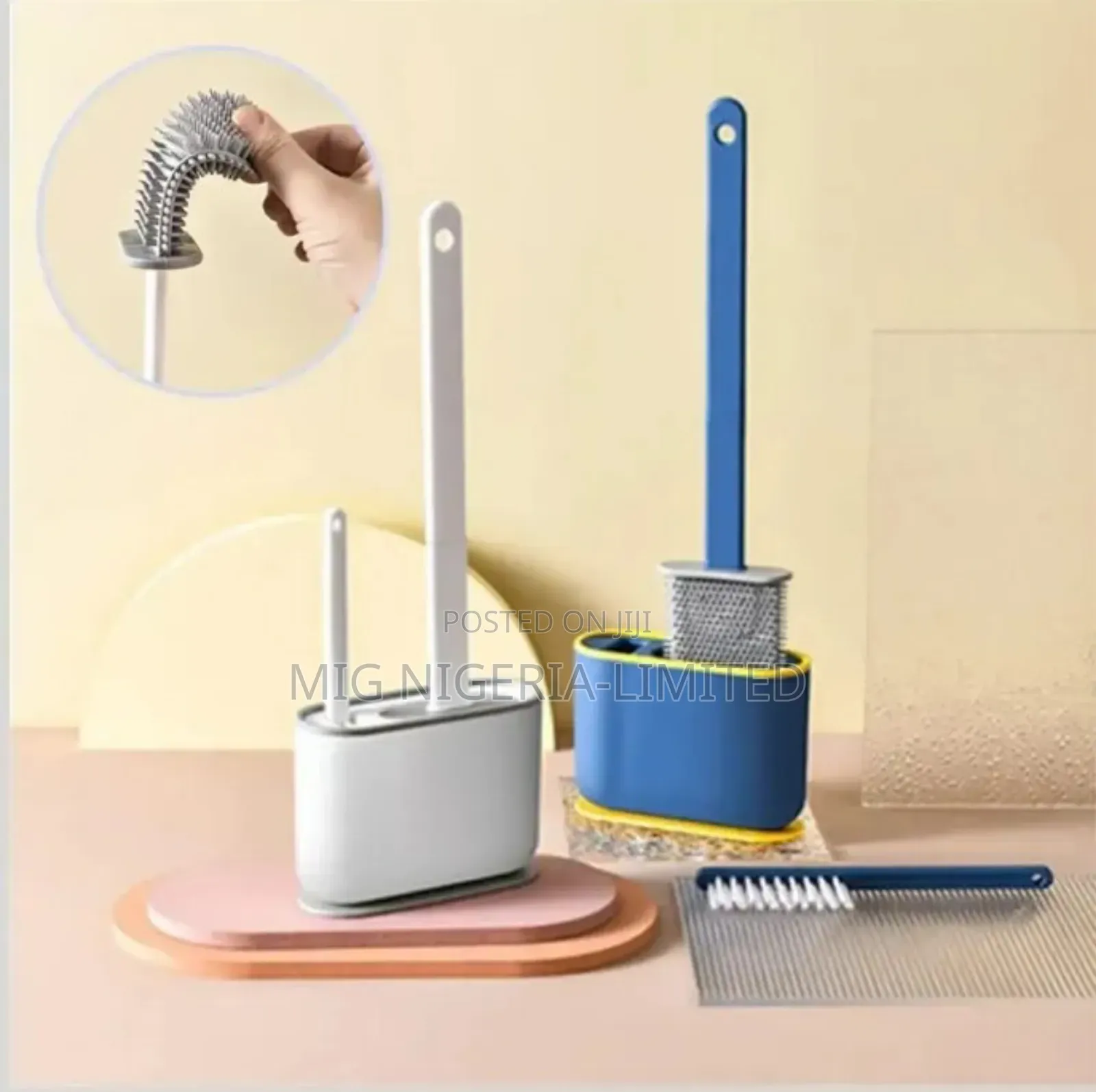 3 in 1 Toilet Brush With Holder White