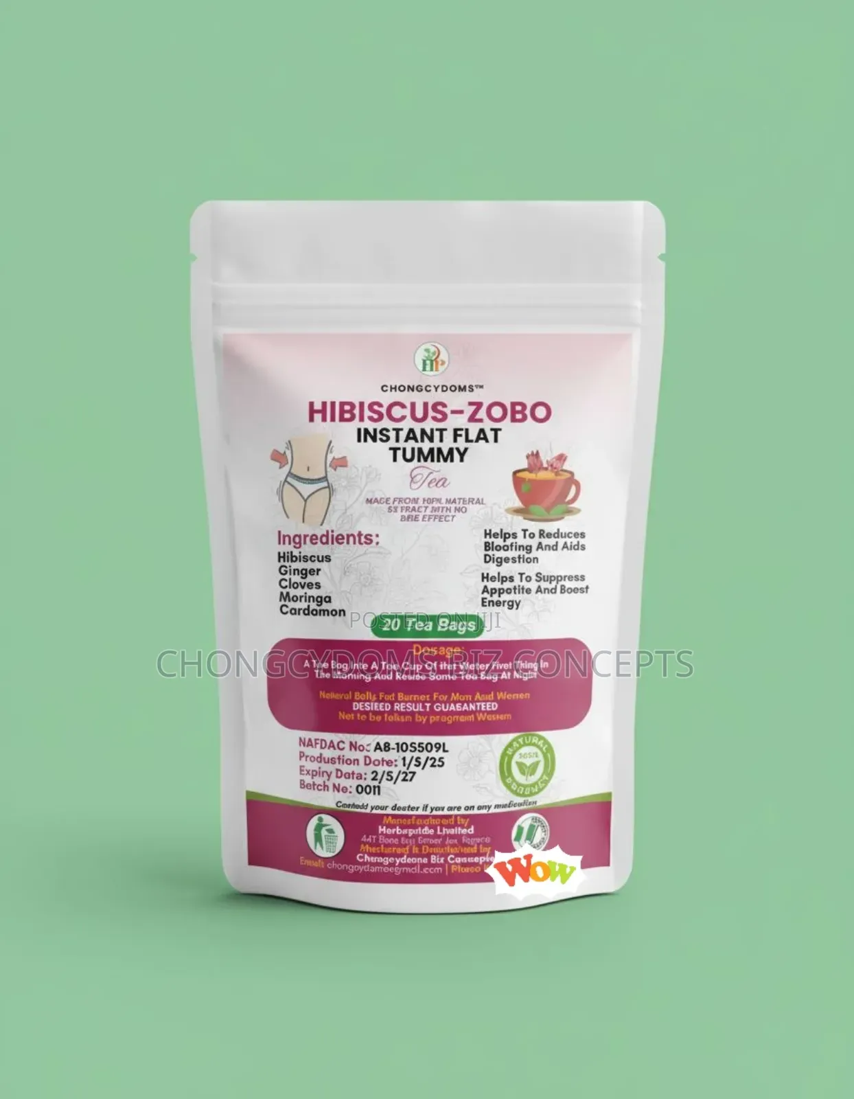 Chongcydoms Hibiscus-Zobo Flat Tummy Tea – Natural Fat Burning Detox
