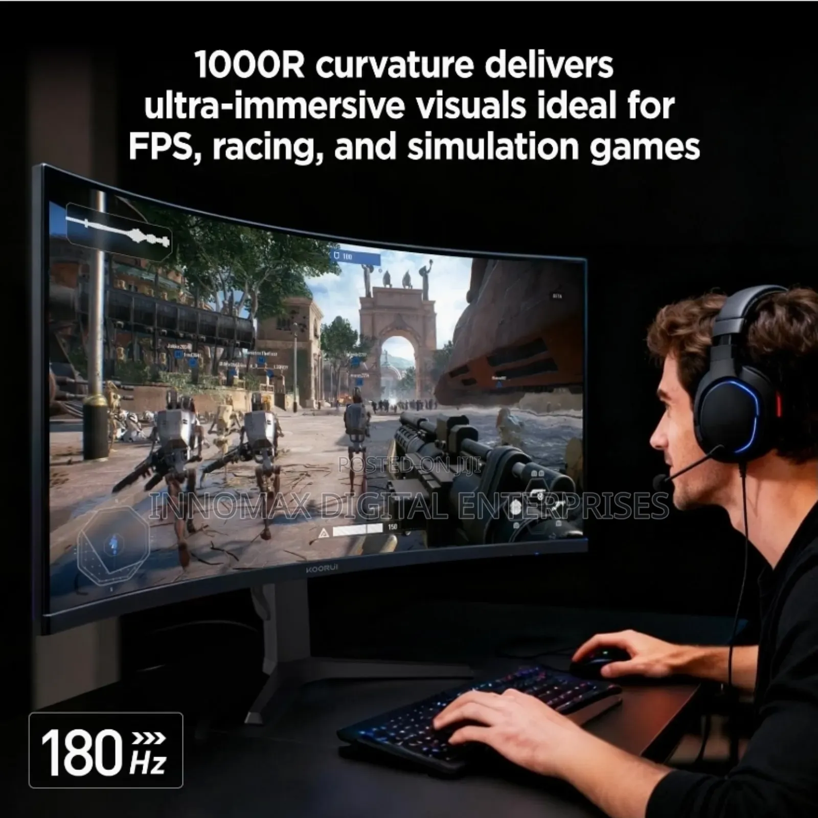 Koorui 34-Inch Curved 3440×1440 Gaming Monitor,180hz,Pip/Pbp,Freesync