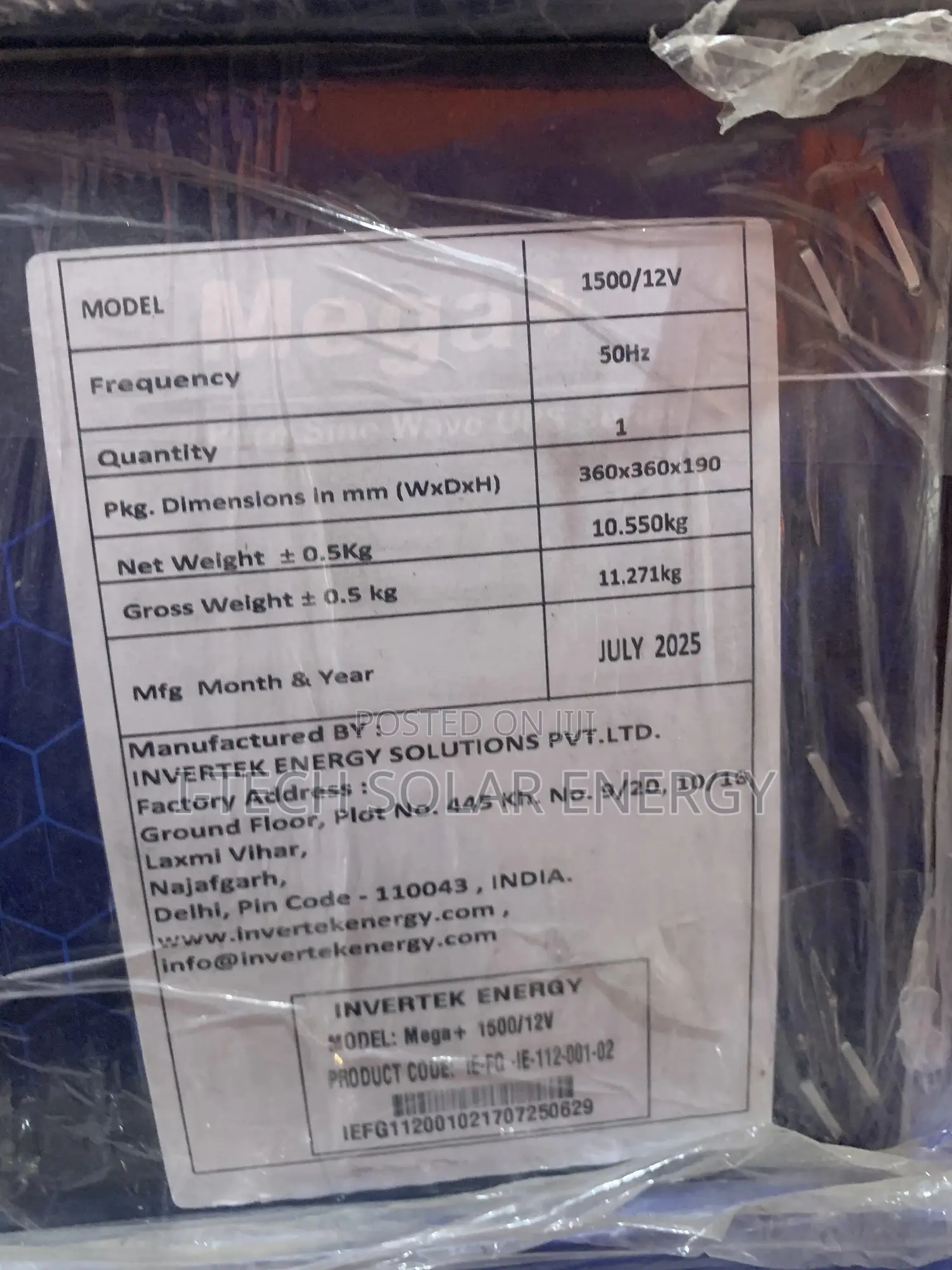 1.5kva Invertek Energy Solar Inverter