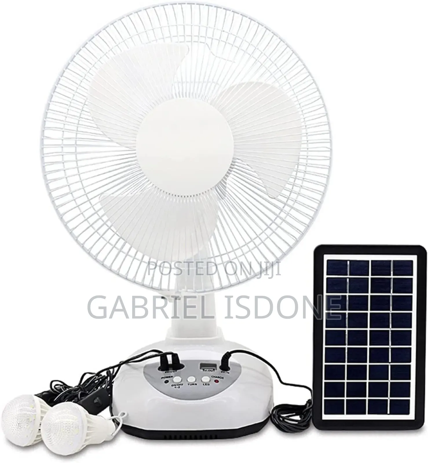 Rechargeable Fan With Solar Panel, Usb Port, Night Led Light and 2