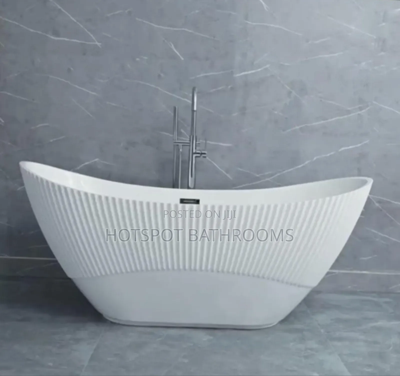 Luxury Freestanding Acrylic Bathtub – Modern Bathroom Tub With Line