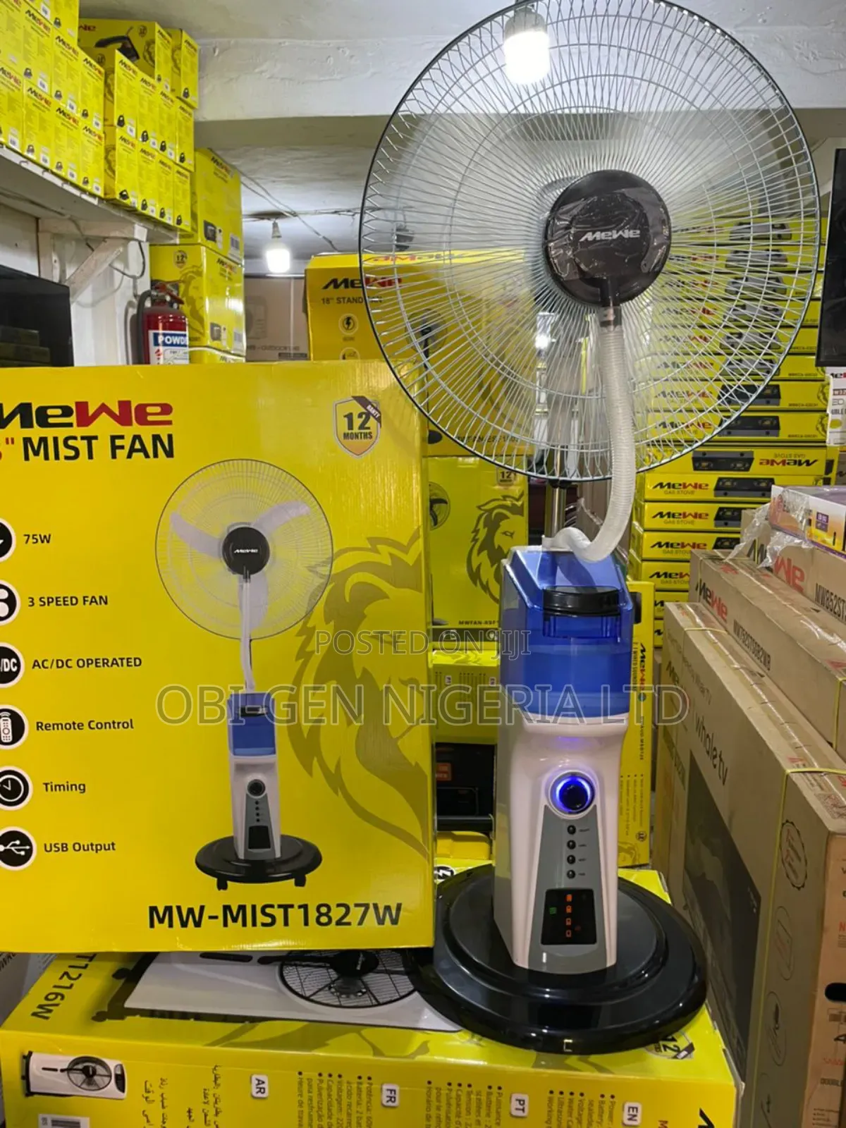 Mewe Rechargeable A.C Fan 18" Mw-mist1827w Set