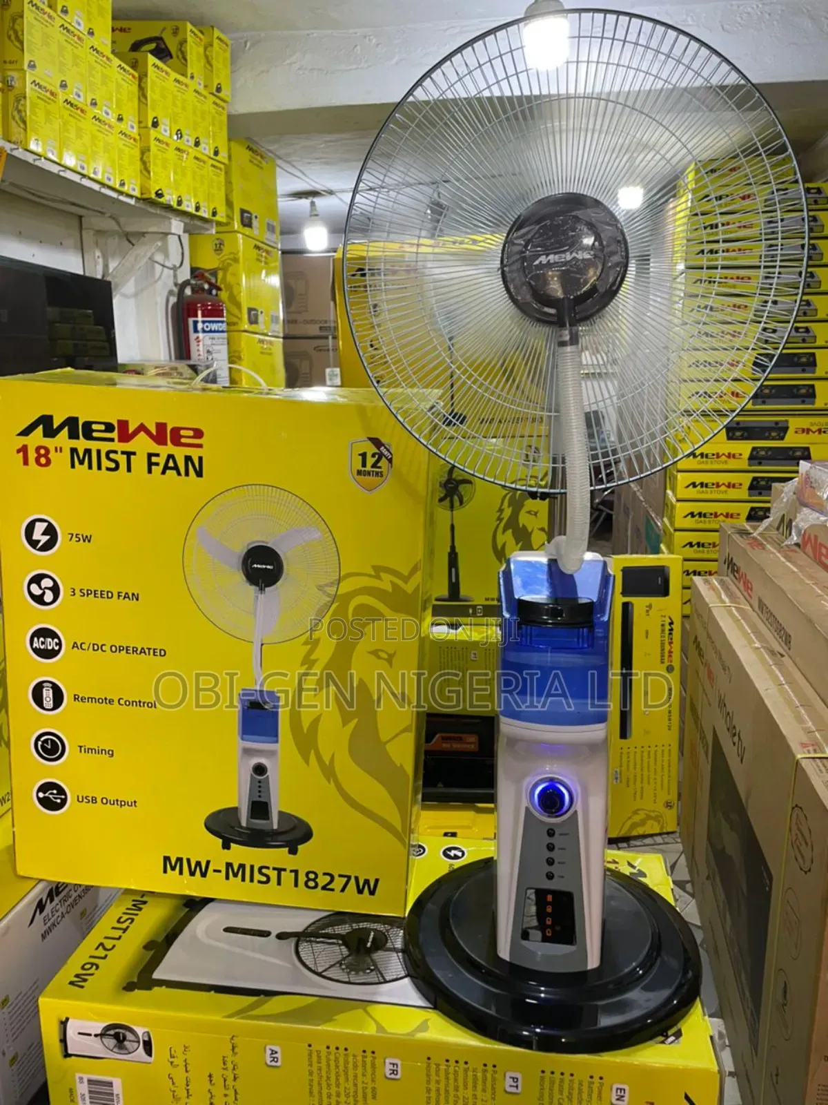 Mewe Rechargeable A.C Fan 18" Mw-mist1827w Set