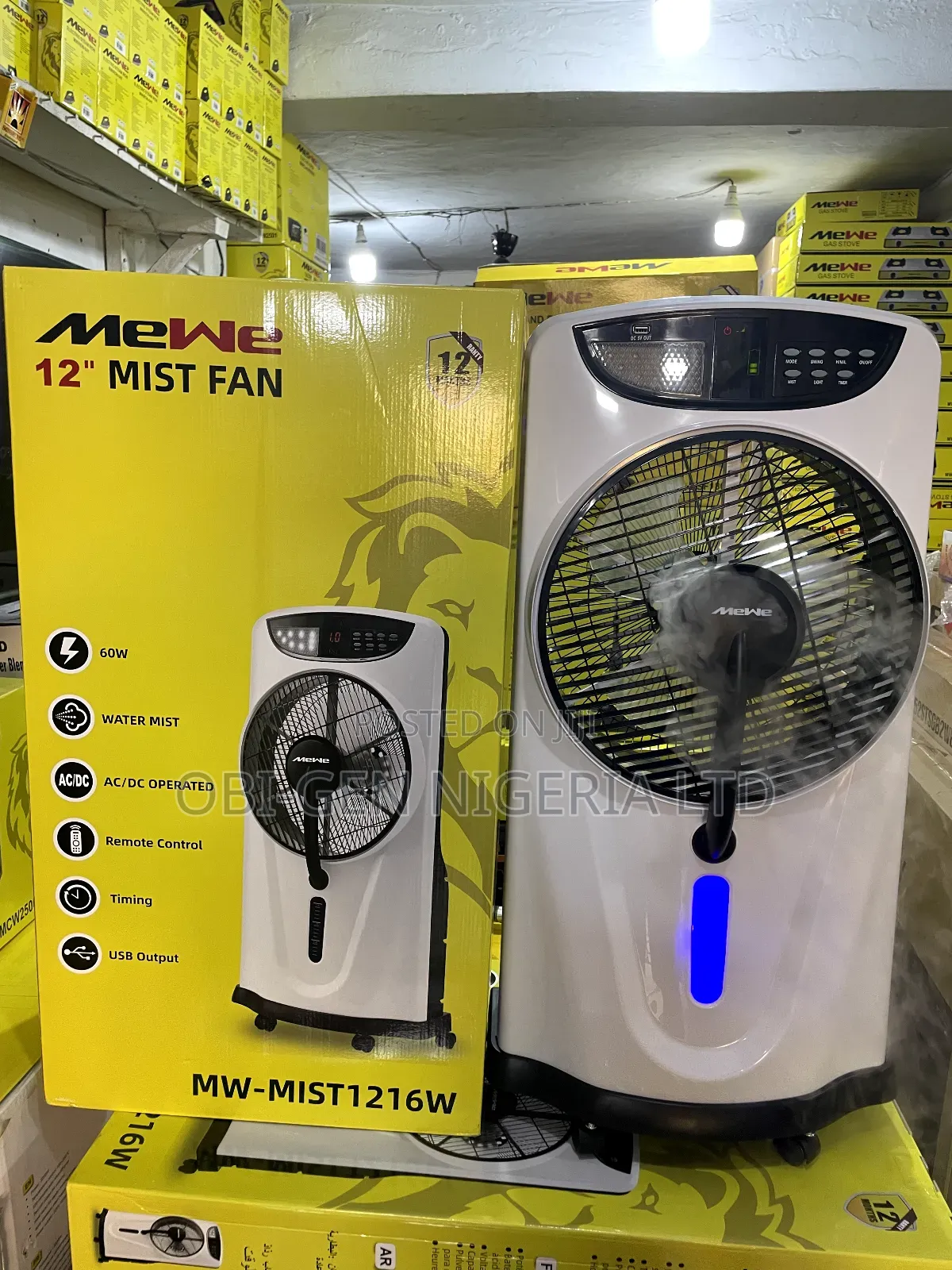 The Mewe Rechargeable A.C Fan Mw-mist1216w Set