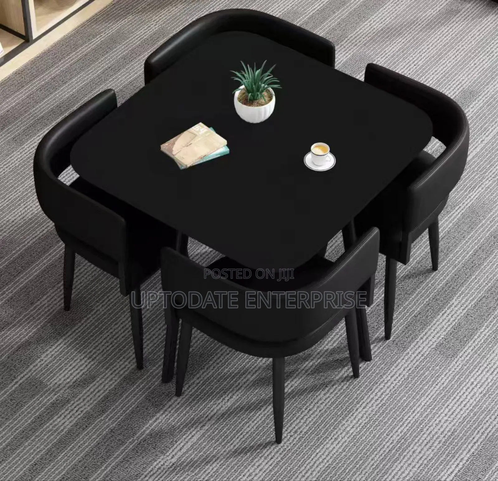 Compact Black 4 Seaters Dining Set