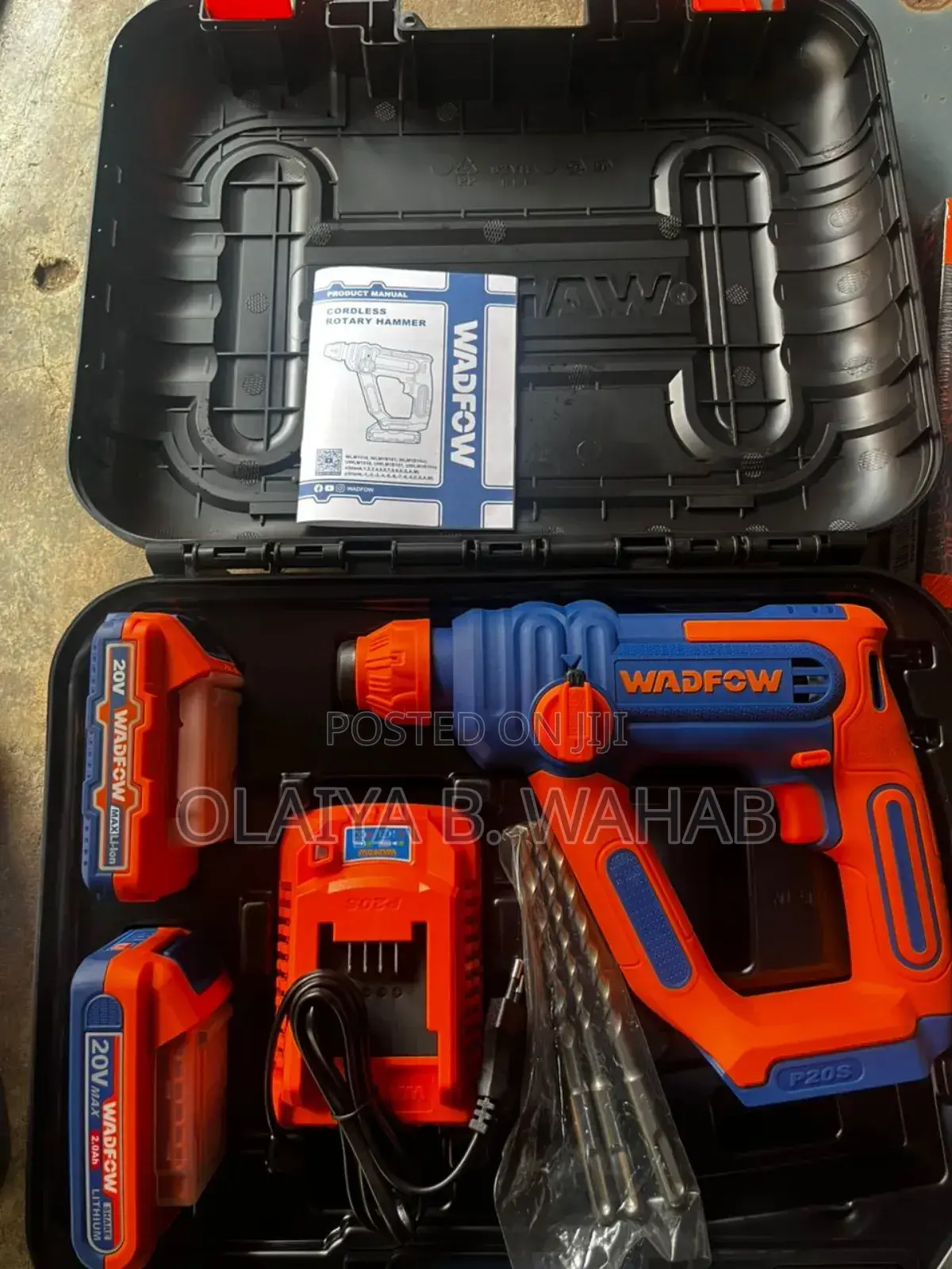 Wadfow 20v Cordless Rotary Hammer Wlm1b161 Drill Kit