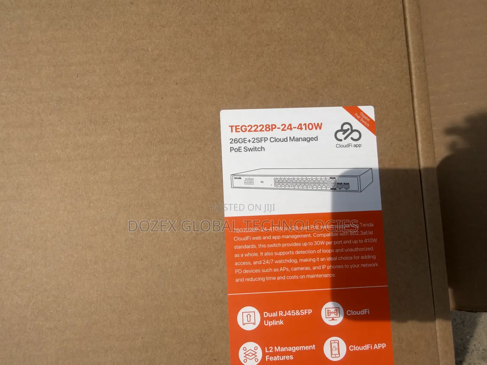 Tenda 24 Ports Gigabits and Poe Managed Switch With Fiber Ports