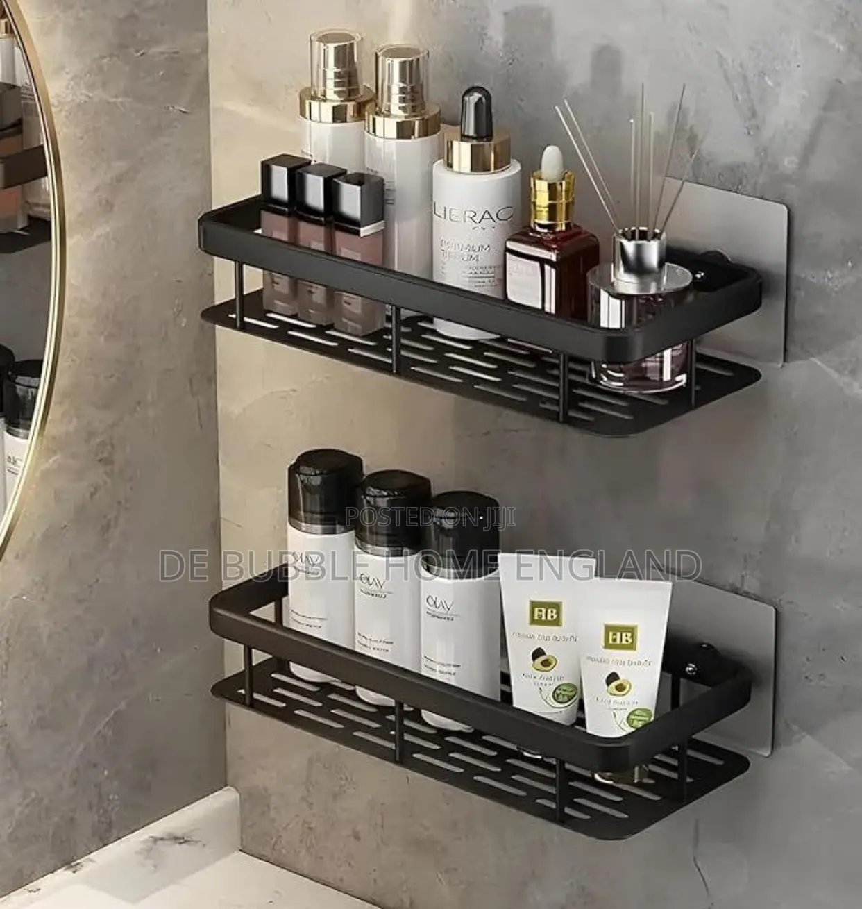 2in1 Bathroom Shelf Black