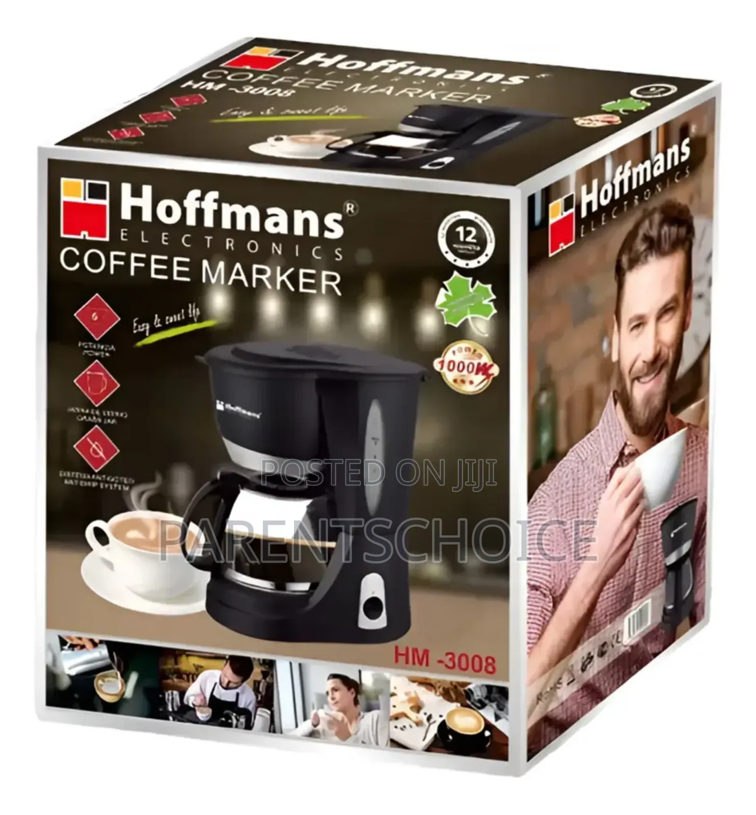 Hoffmans Hm-3008 Circuit Black Glass Carafe Coffee Maker