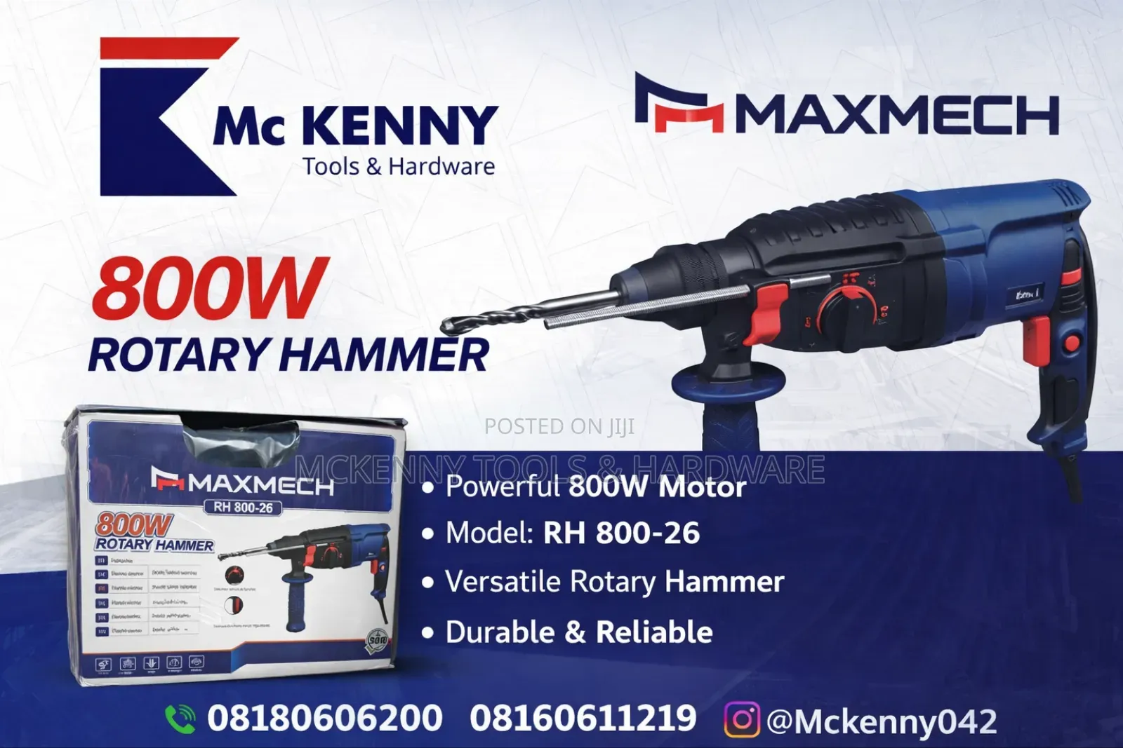 Maxmech 800w Rotary Hammer Drill (Rh 800-26)