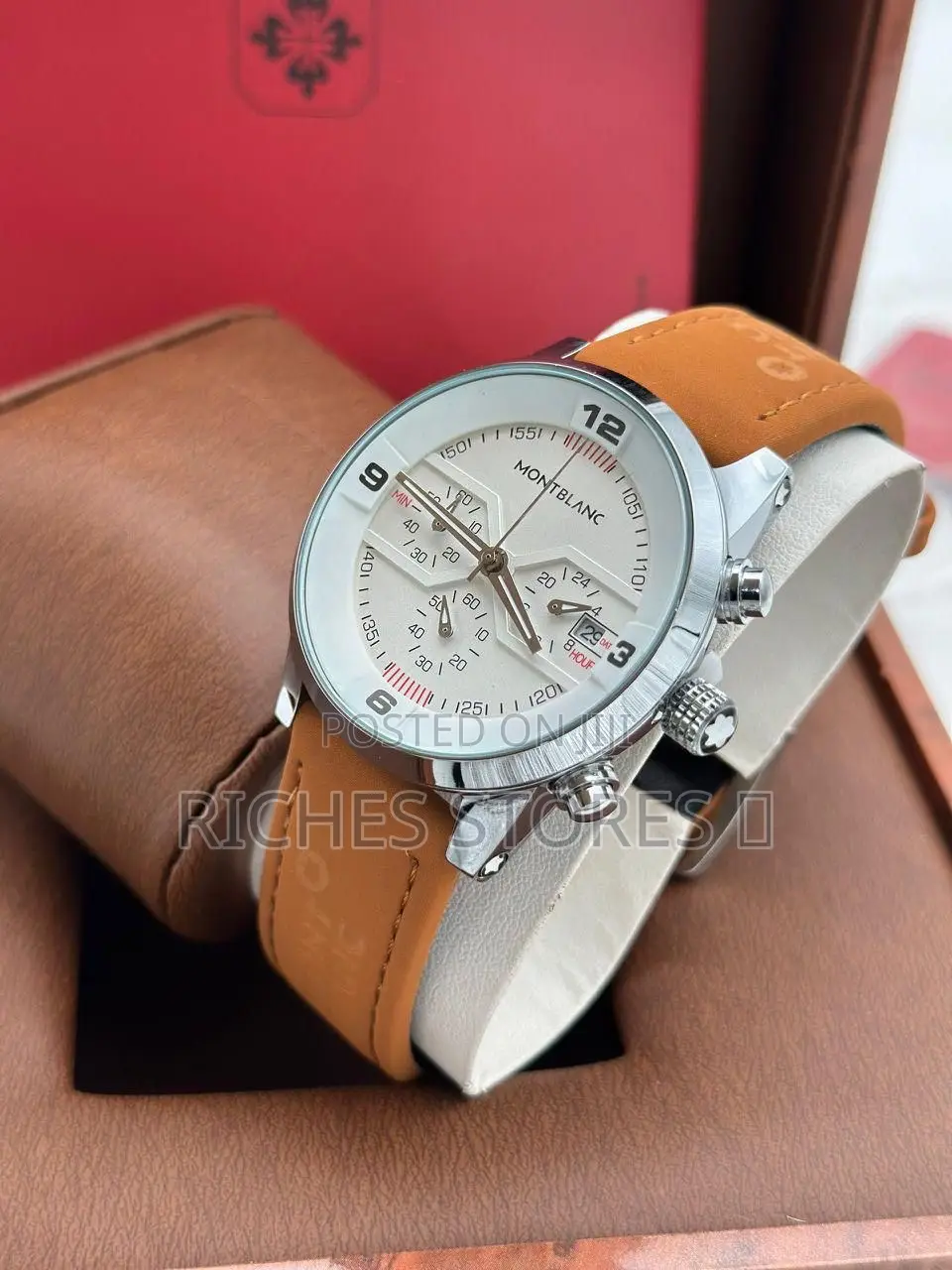 Mont Blanc Suede Leather Chronograph Watch